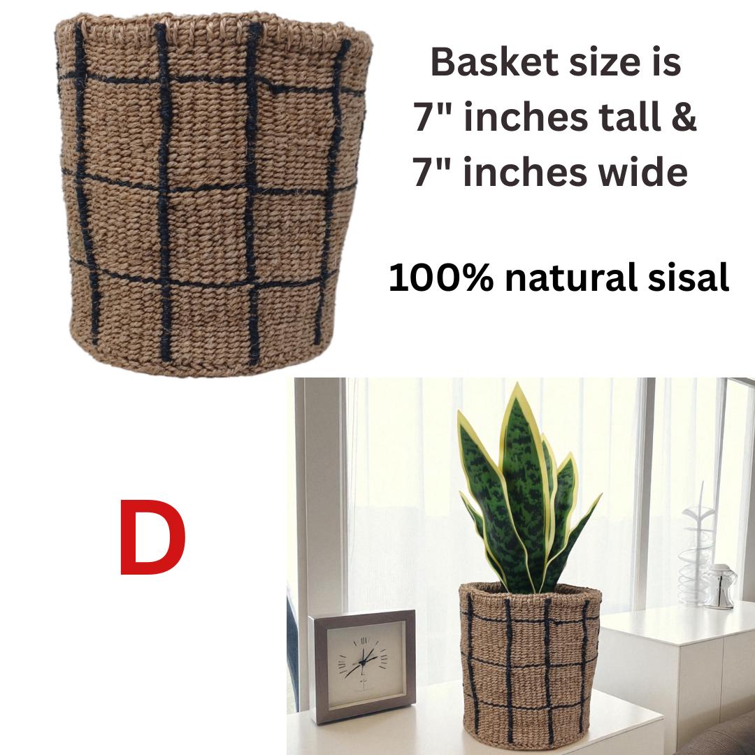Handwoven Rainbow Sisal Basket: Boho Planter & Storage
