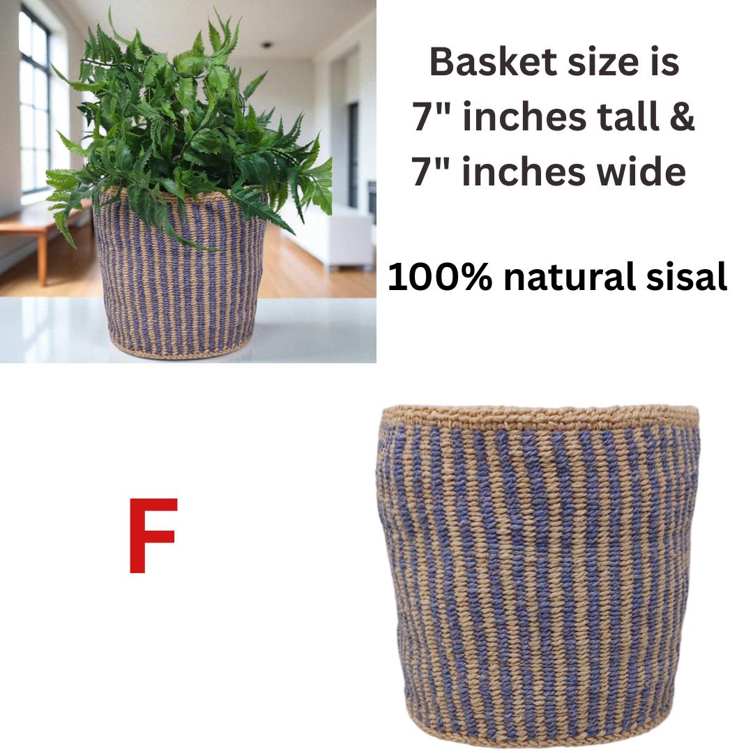 Handwoven Rainbow Sisal Basket: Boho Planter & Storage