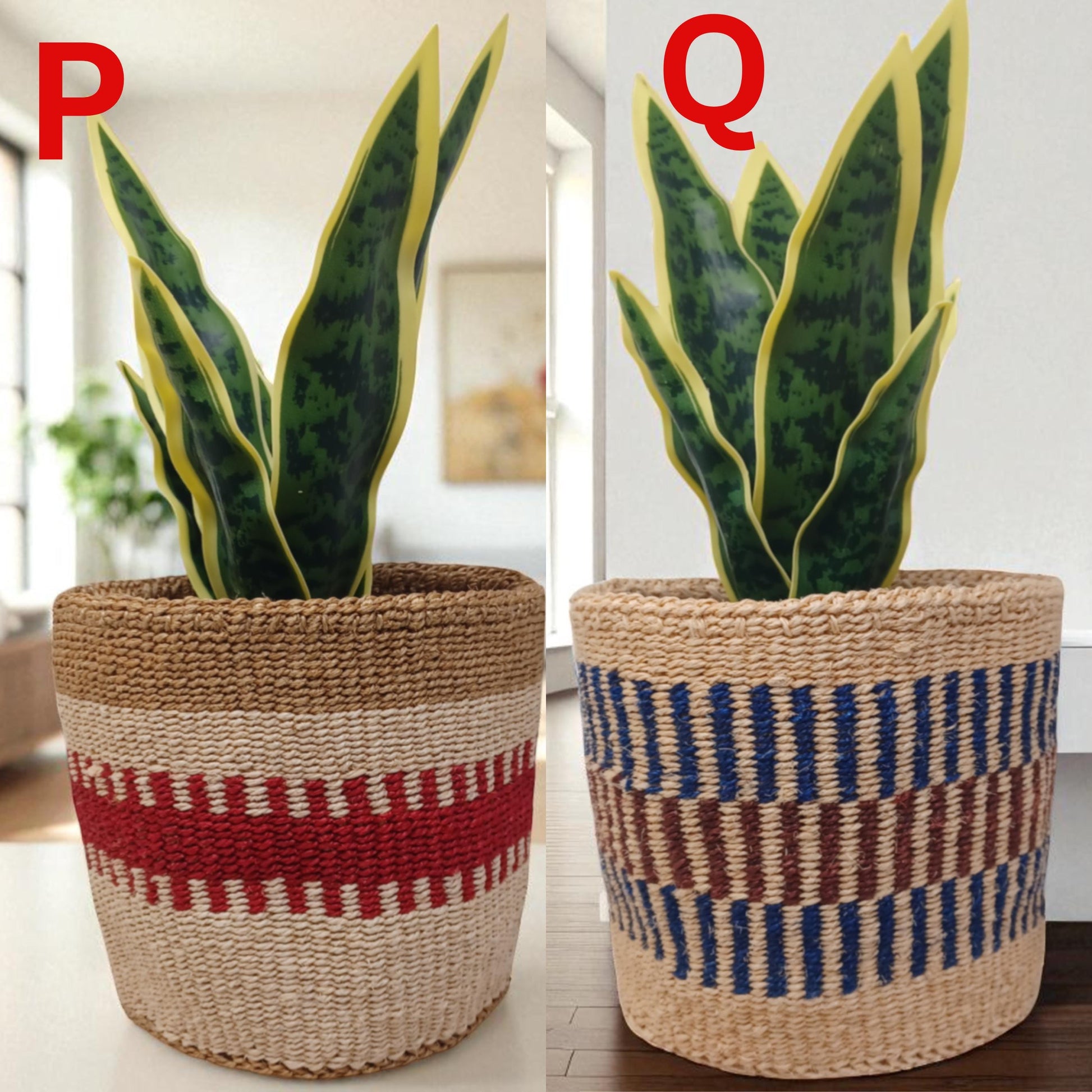 Handwoven Christmas Basket | 7” Colorful Sisal Plant Cover & Holiday Gift