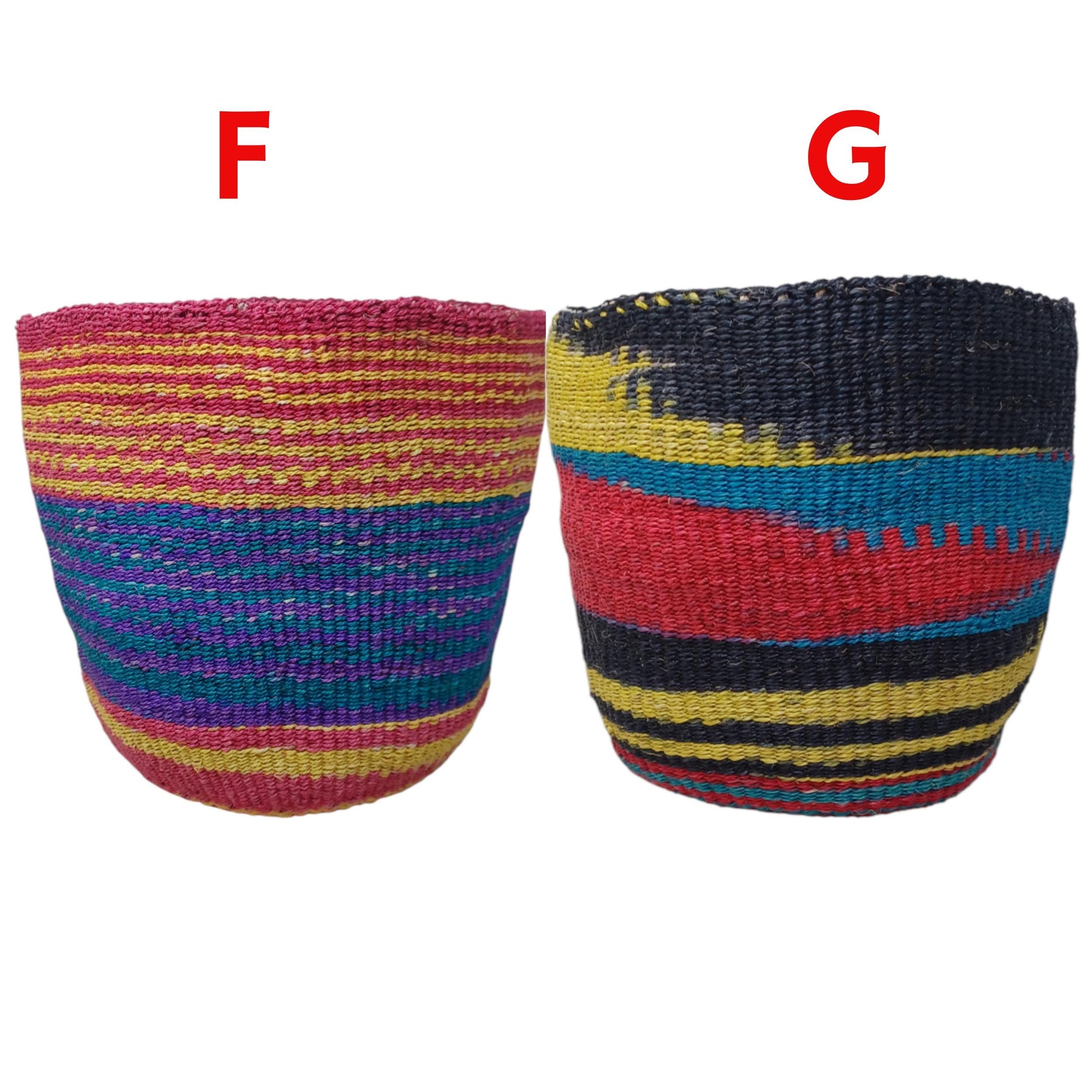 Handwoven Sisal Basket: Colorful Kiondo Basket - Boho Home Storage