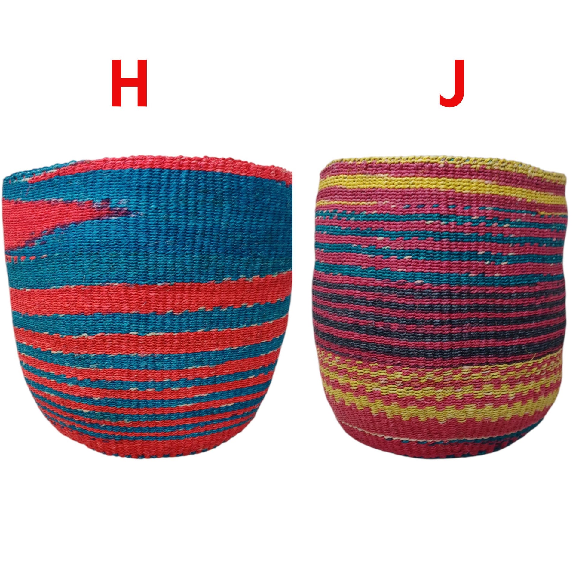 Handwoven Sisal Basket: Colorful Kiondo Basket - Boho Home Storage