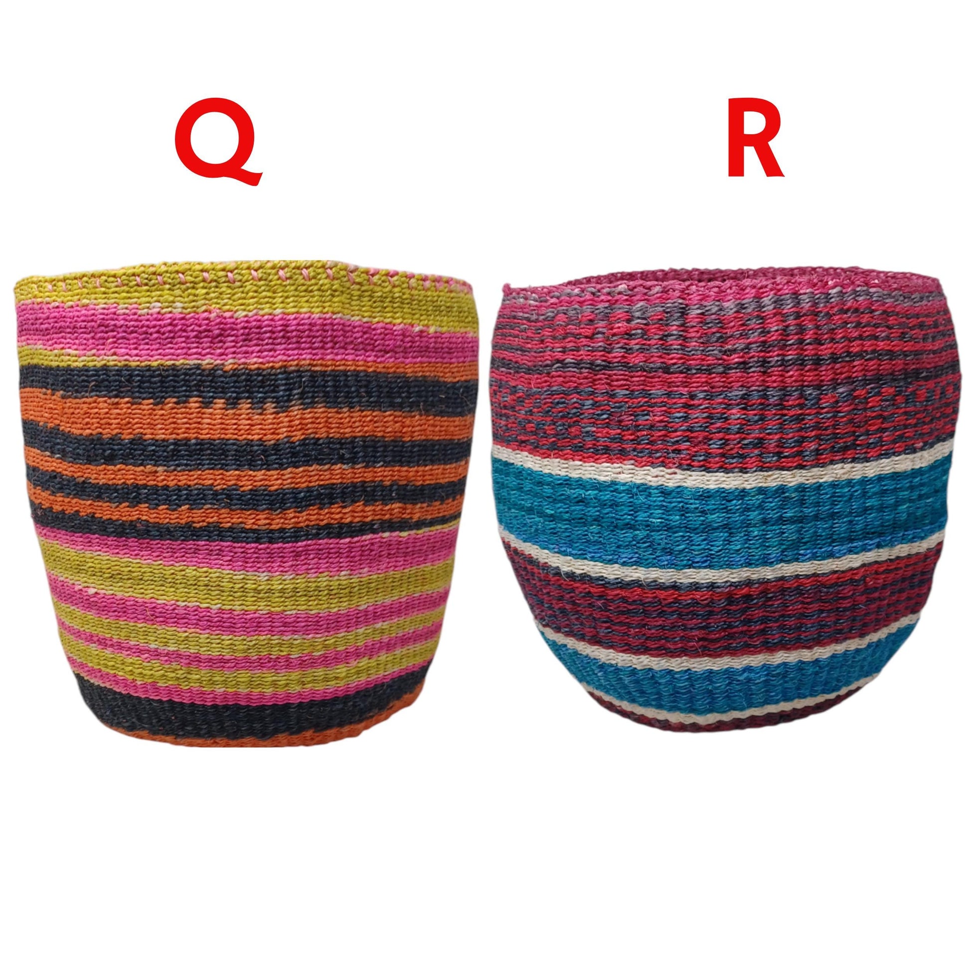 Handwoven Sisal Basket: Colorful Kiondo Basket - Boho Home Storage