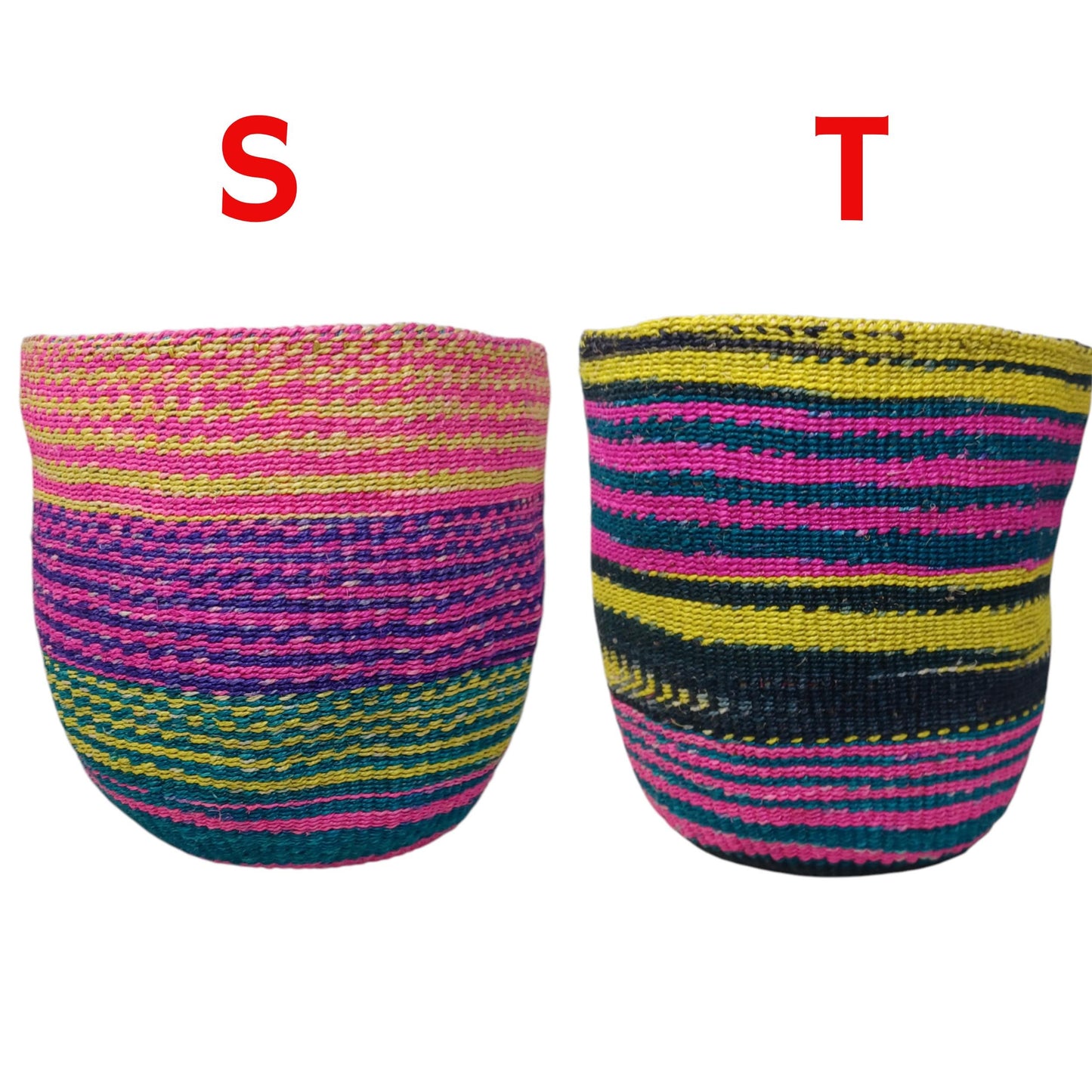 Handwoven Sisal Basket: Colorful Kiondo Basket - Boho Home Storage