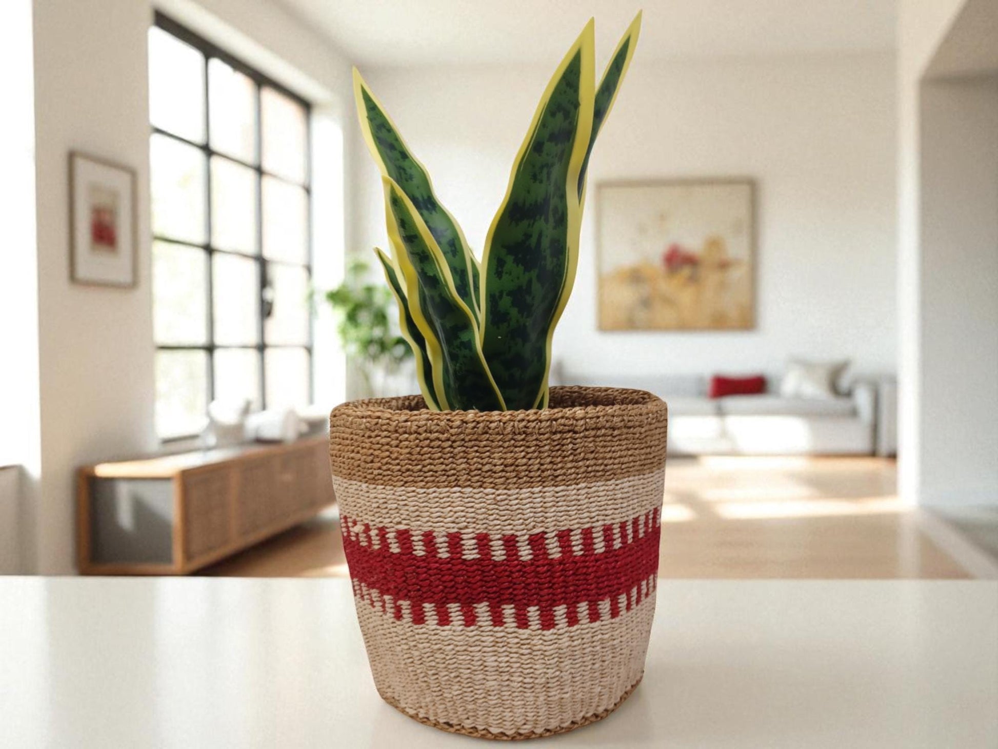 Handwoven Christmas Basket | 7” Colorful Holiday Storage & Gift Basket