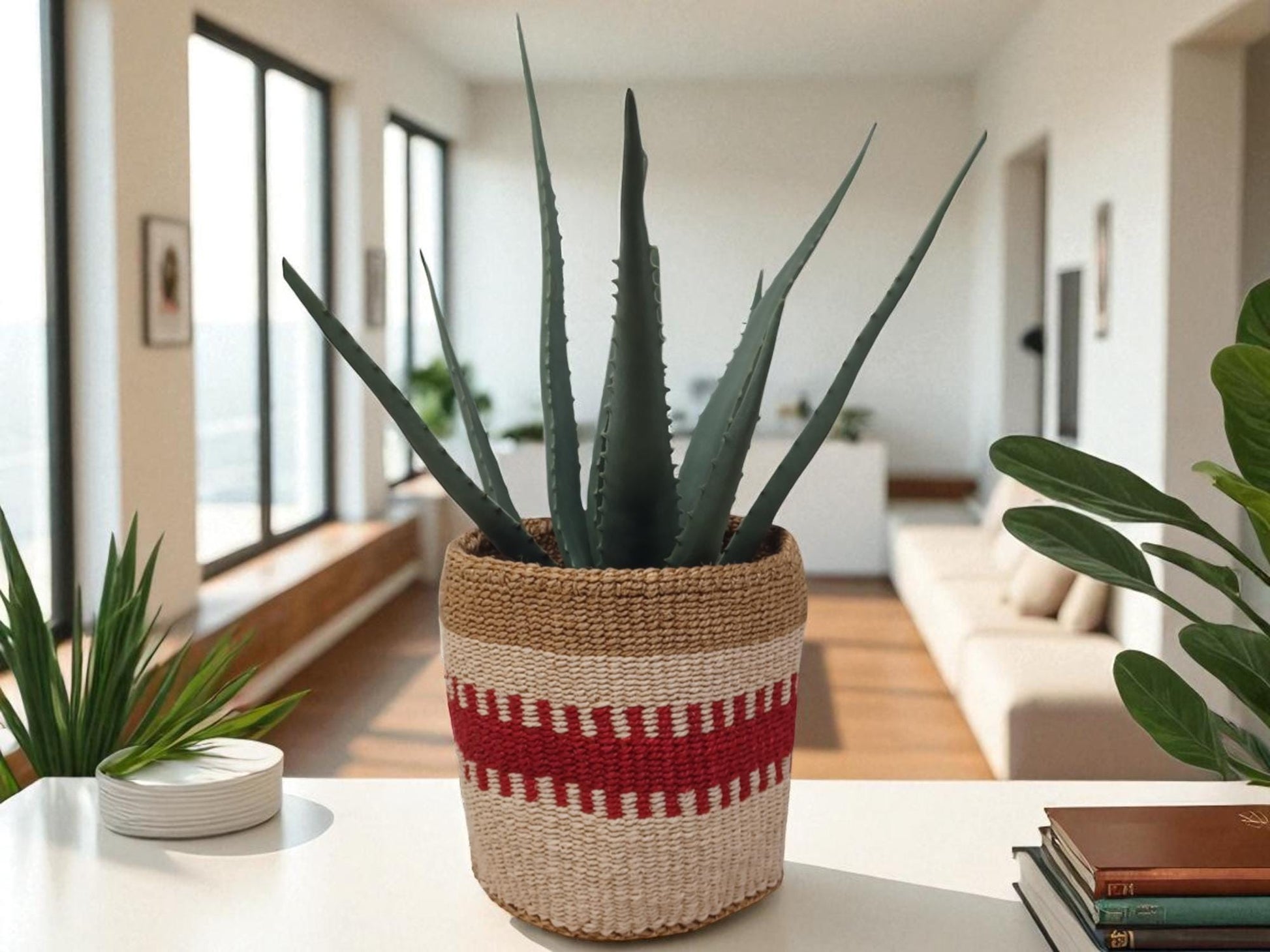 Handwoven Christmas Basket | 7” Colorful Holiday Storage & Gift Basket