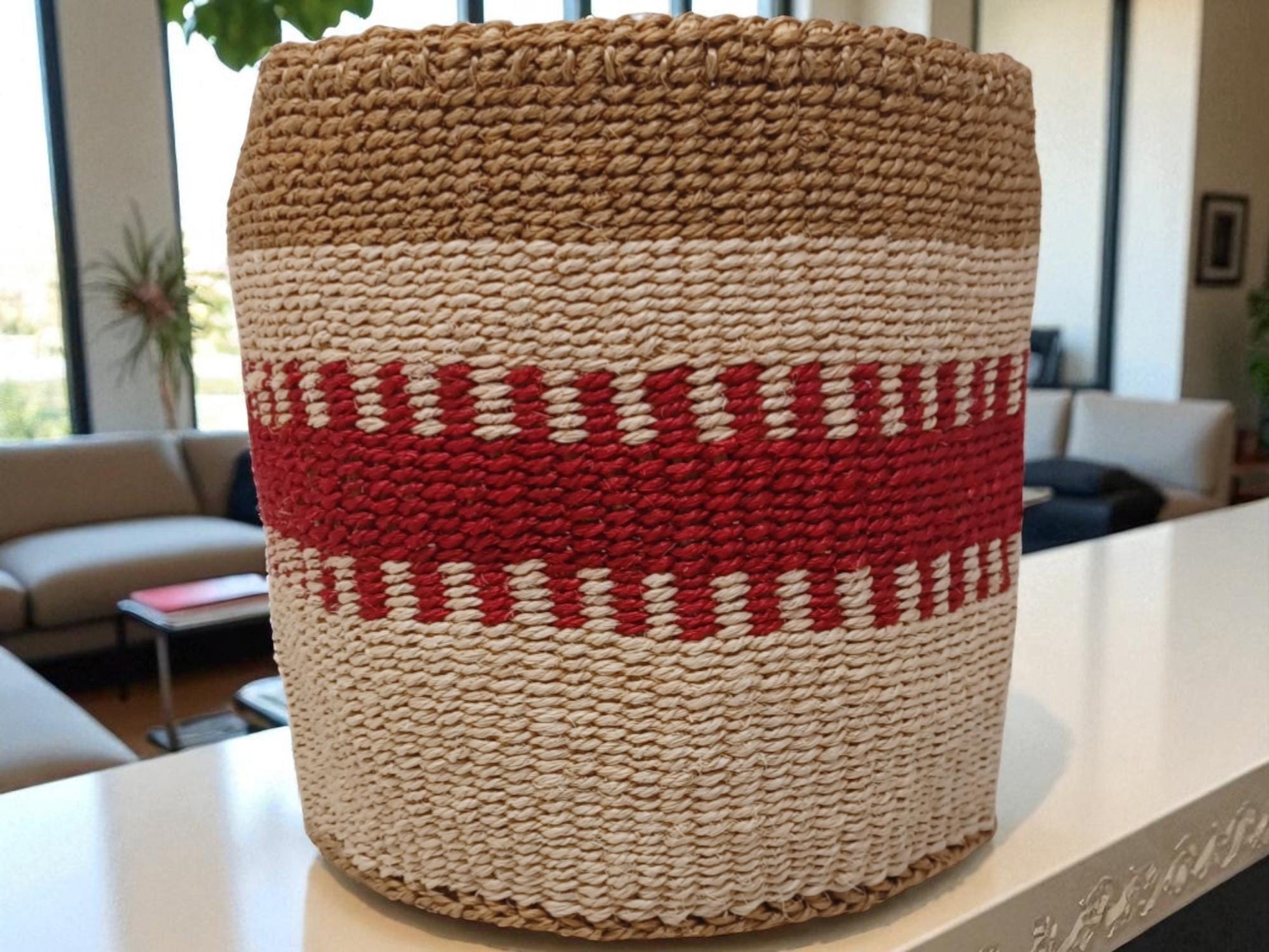 Handwoven Christmas Basket | 7” Colorful Holiday Storage & Gift Basket