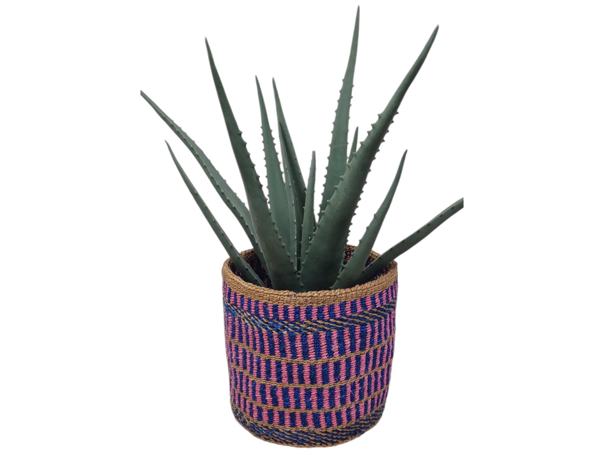 Rainbow Woven Sisal Basket: Colorful Boho Home Decor, 7"