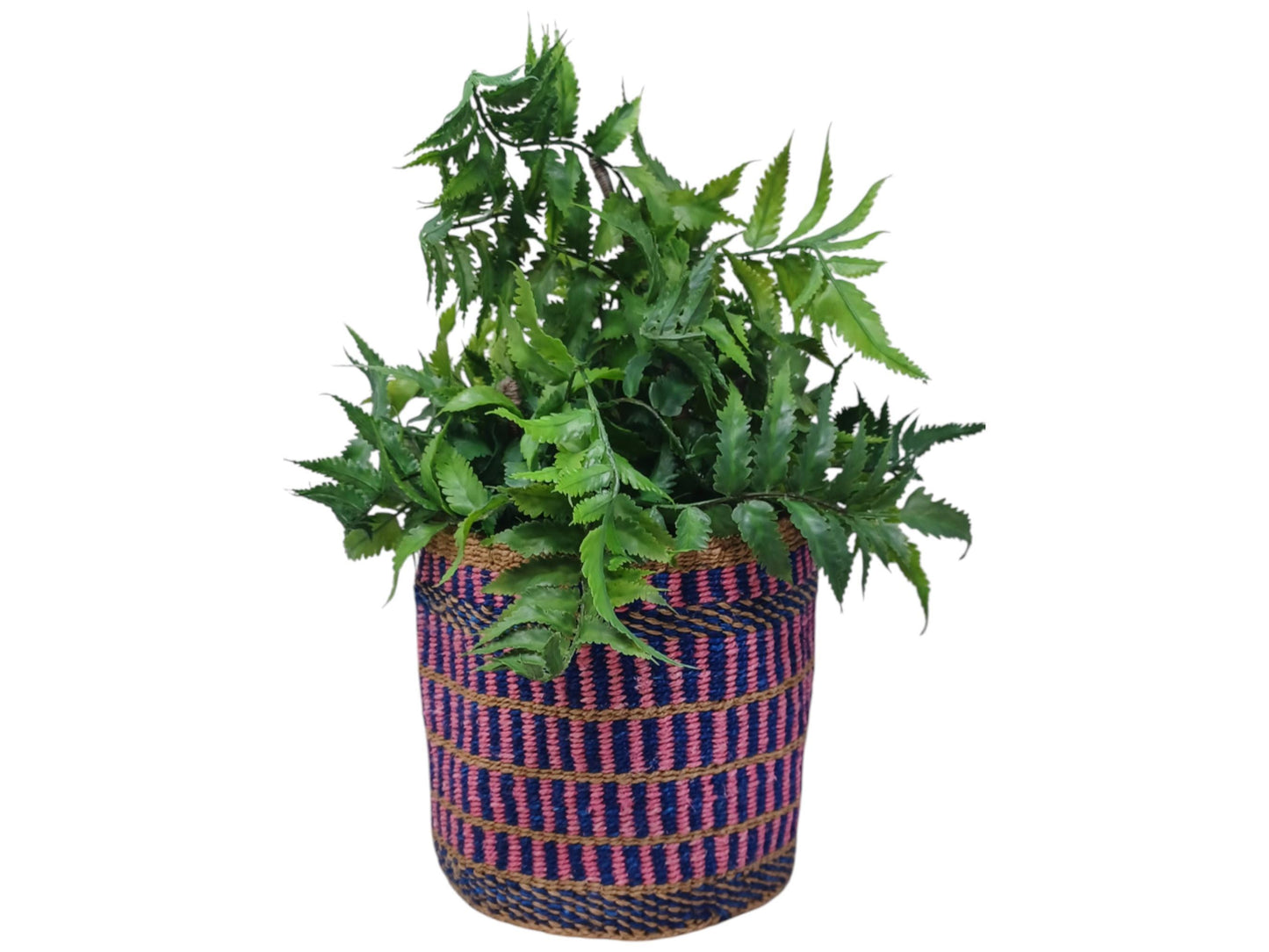 Rainbow Woven Sisal Basket: Colorful Boho Home Decor, 7"