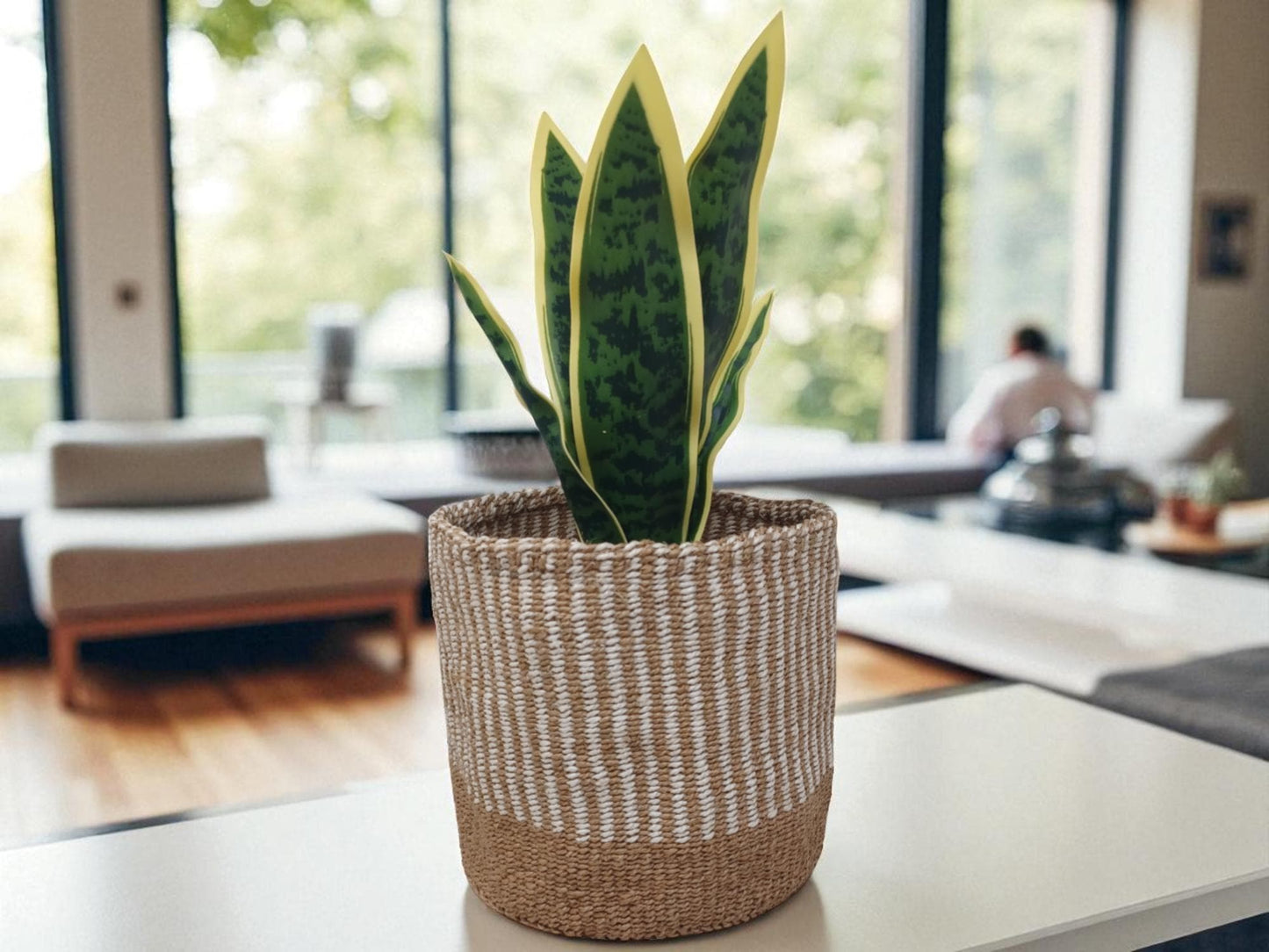 Handwoven Natural Basket Planter | Rustic 7” Woven Storage Basket | Eco-Friendly Boho Home Décor
