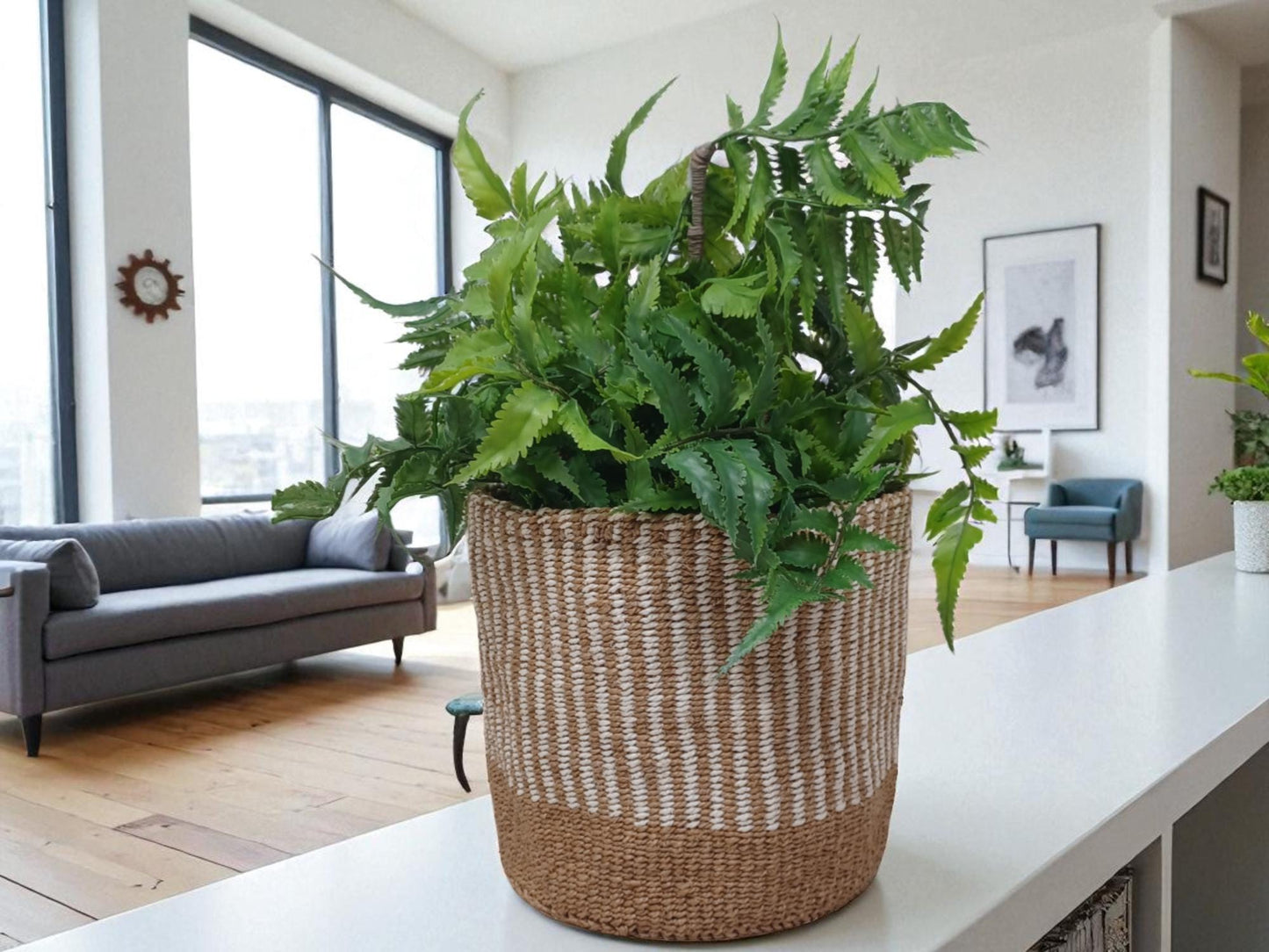 Handwoven Natural Basket Planter | Rustic 7” Woven Storage Basket | Eco-Friendly Boho Home Décor