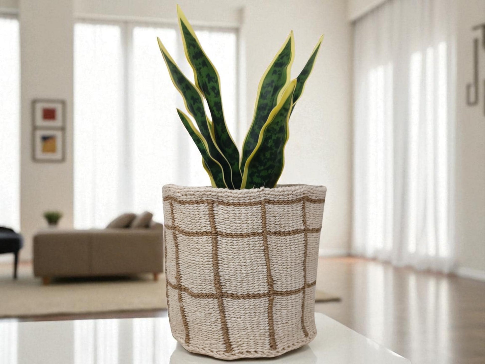 Small Handwoven Plant Basket | 7” Natural Basket Cover for Indoor Planters