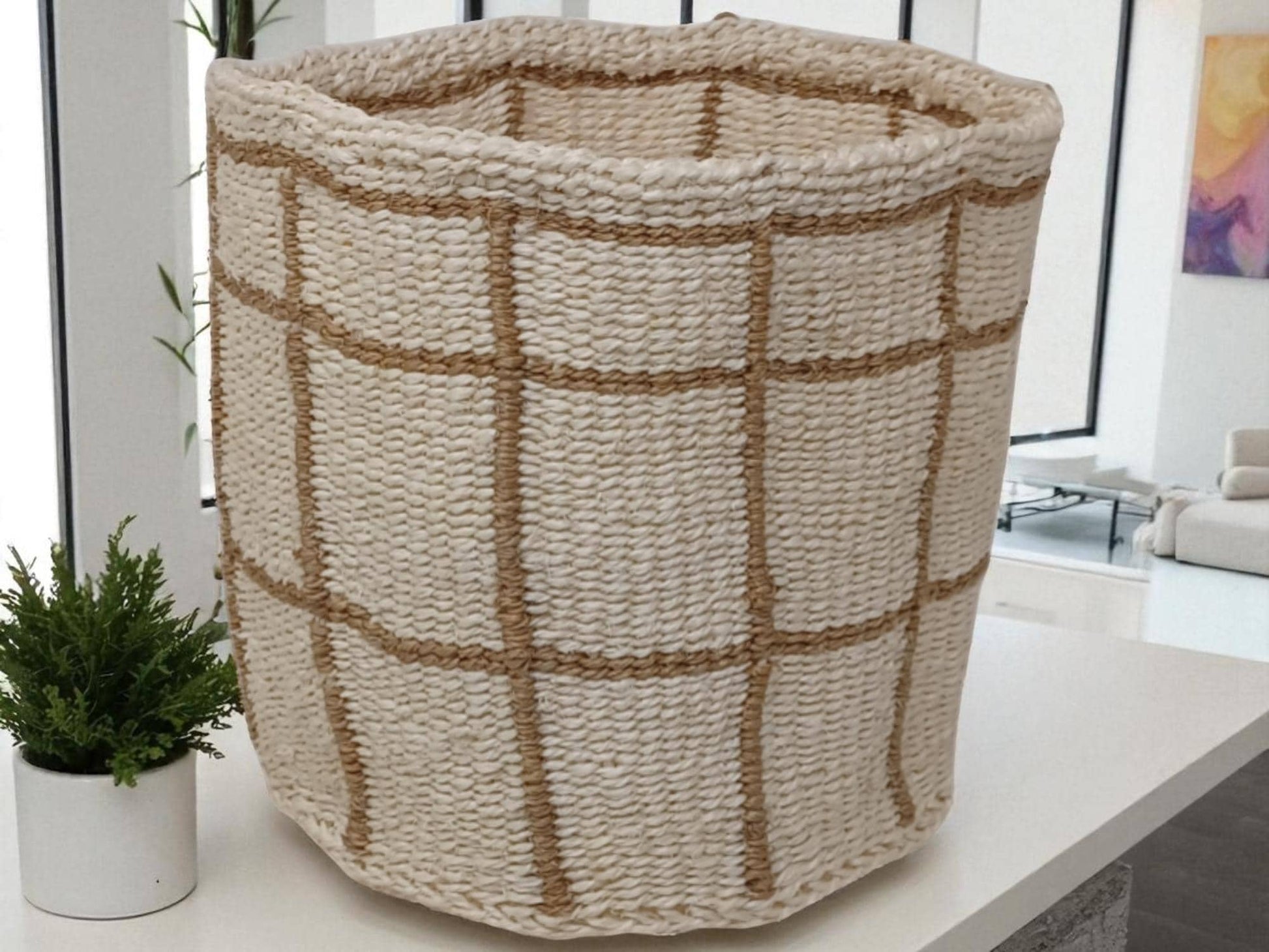 Small Handwoven Plant Basket | 7” Natural Basket Cover for Indoor Planters