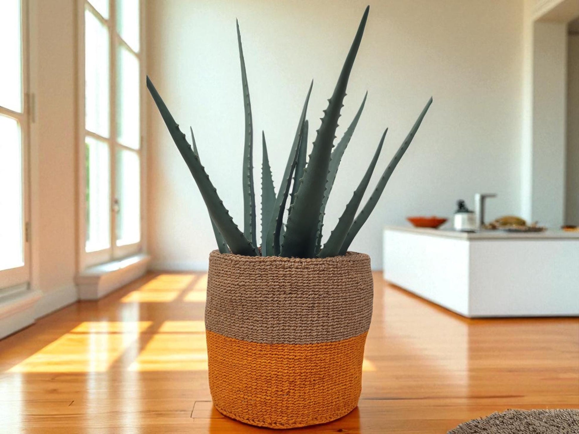 Bright Woven Christmas Planter | 7” Holiday Basket for Plants & Festive Storage