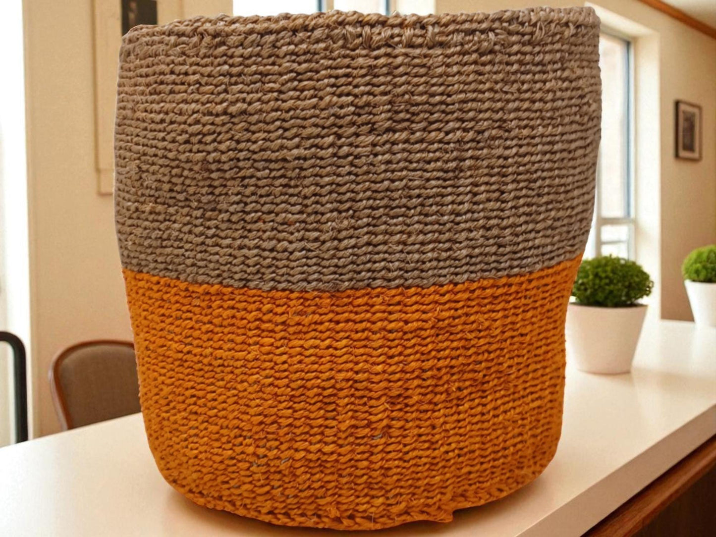 Bright Woven Christmas Planter | 7” Holiday Basket for Plants & Festive Storage