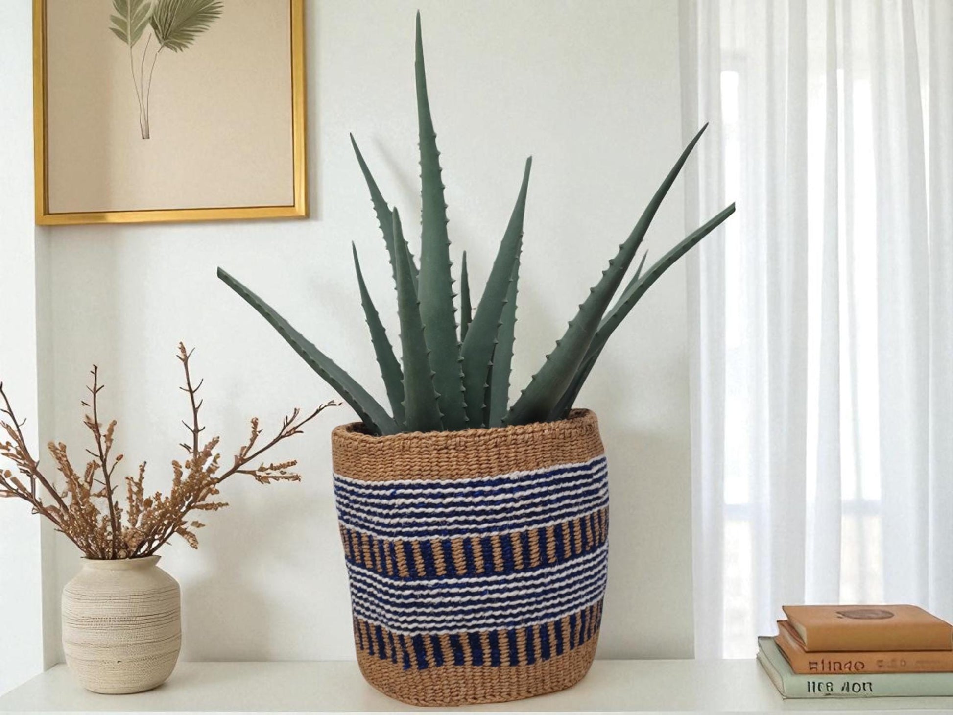 Colorful Christmas Basket | Handwoven Holiday Storage & Planter | 7” Bright Woven Décor