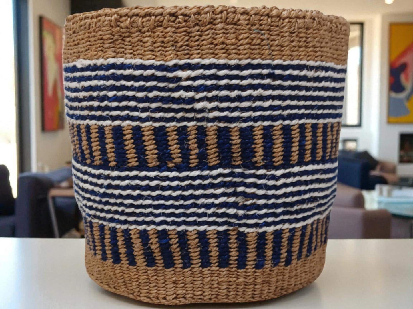 Colorful Christmas Basket | Handwoven Holiday Storage & Planter | 7” Bright Woven Décor