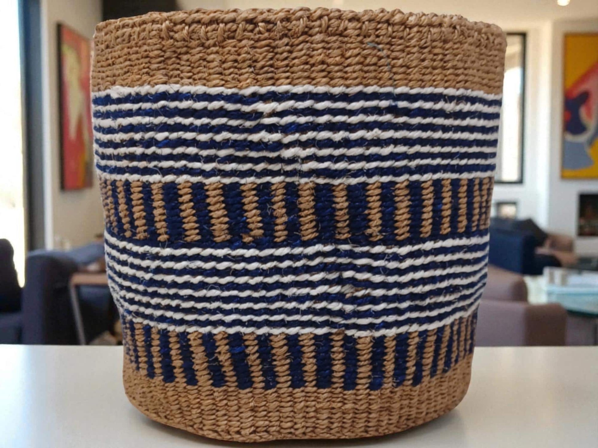 Colorful Christmas Basket | Handwoven Holiday Storage & Planter | 7” Bright Woven Décor