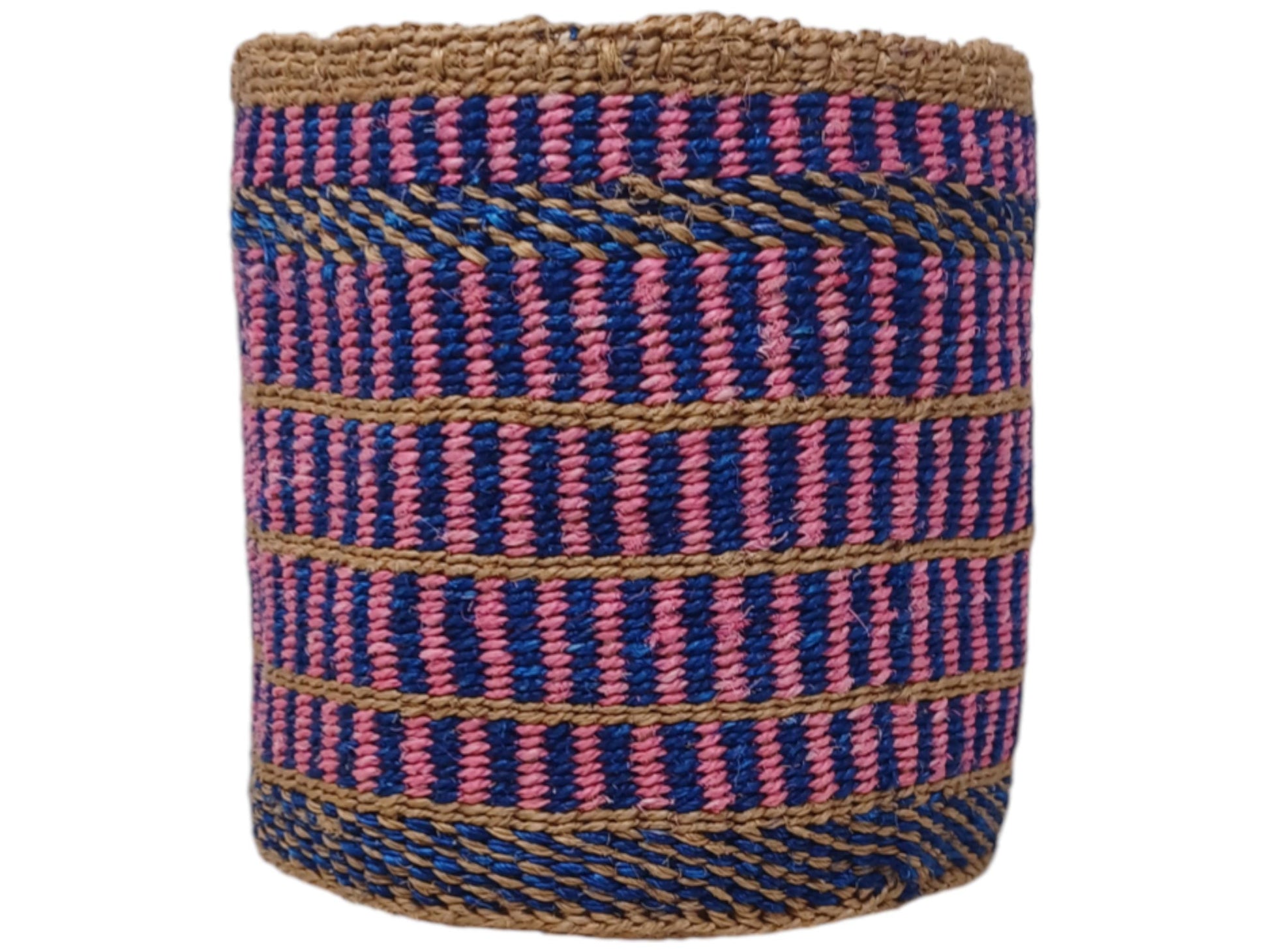 Rainbow Woven Sisal Basket: Colorful Boho Home Decor, 7"
