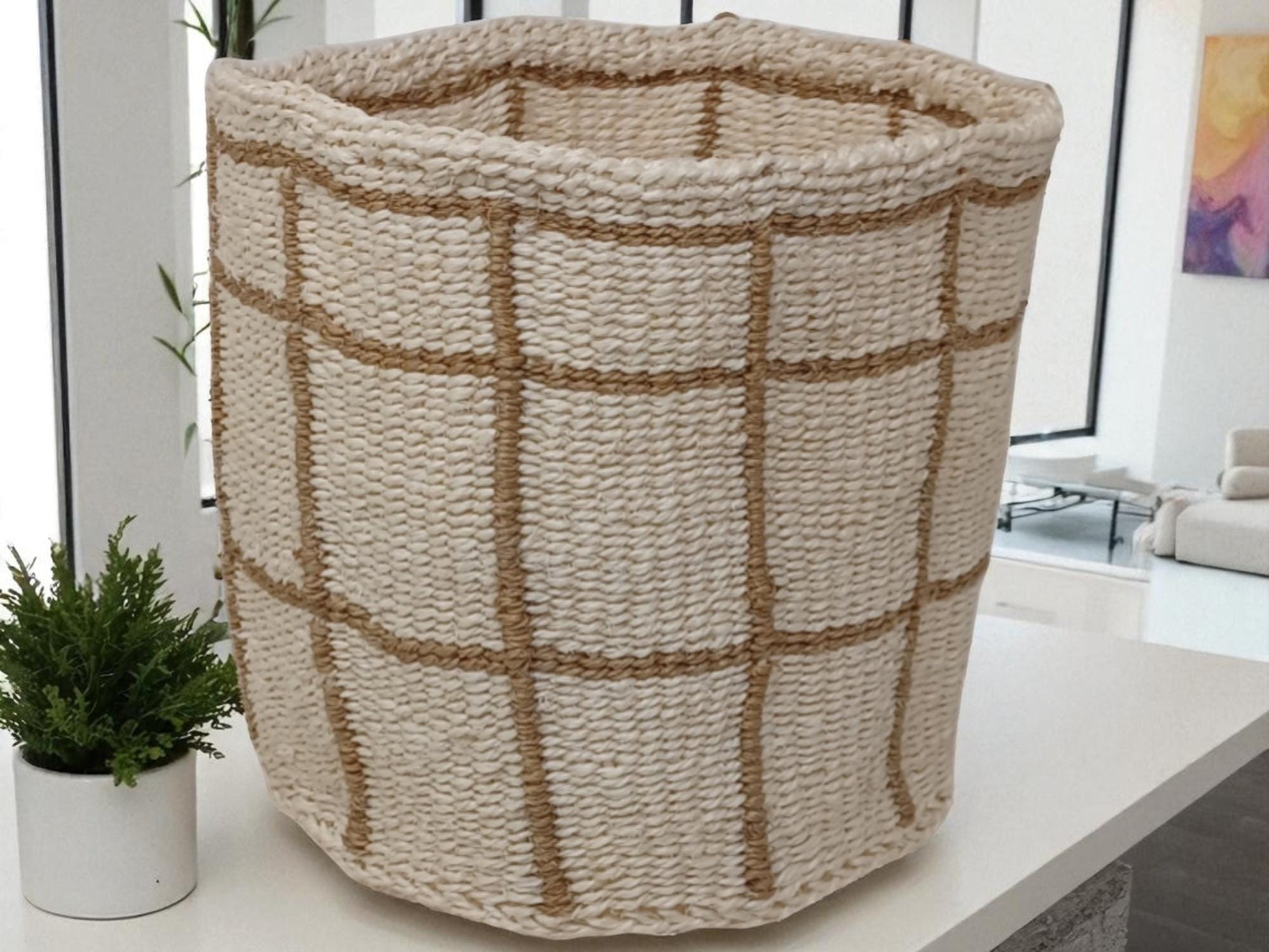 Small Handwoven Plant Basket | 7” Natural Basket Cover for Indoor Planters