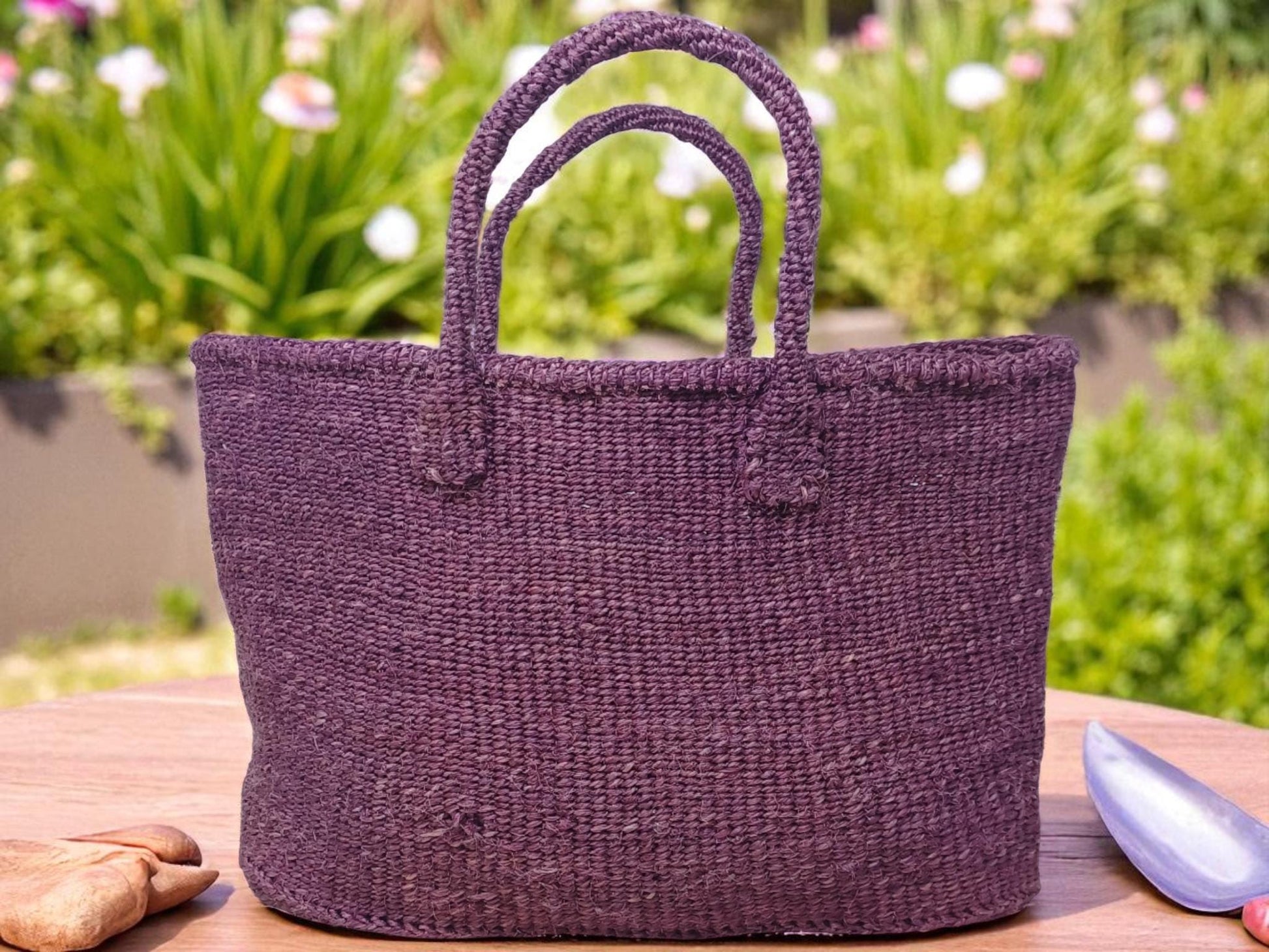 Handmade Sisal Tote Bag: Colorful Woven Market Basket