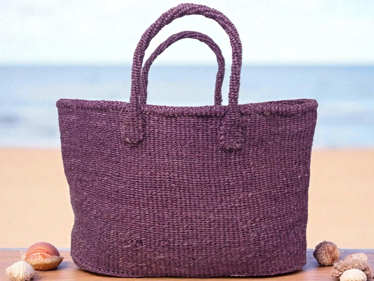 Handmade Sisal Tote Bag: Colorful Woven Market Basket