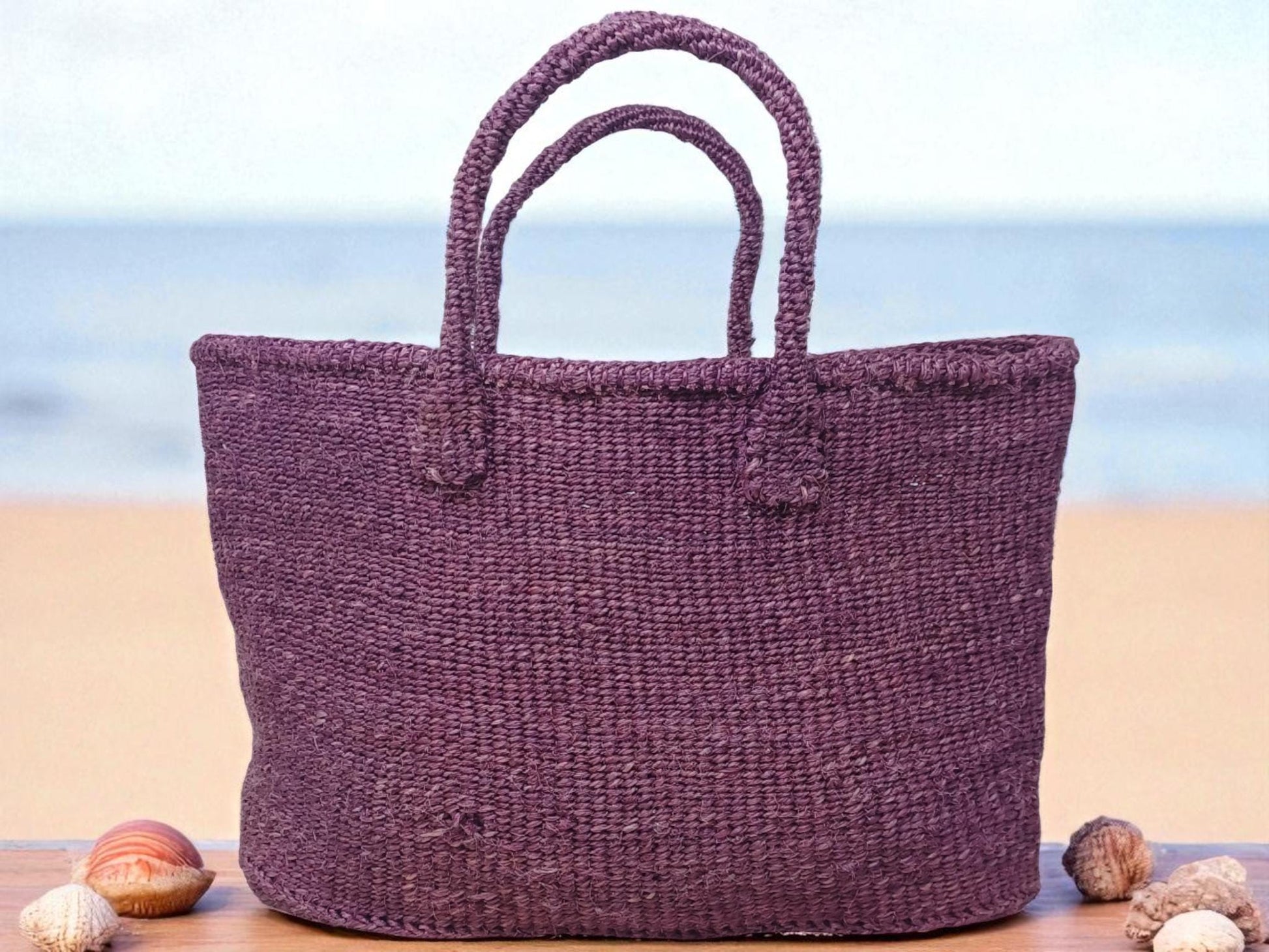 Handmade Sisal Tote Bag: Colorful Woven Market Basket