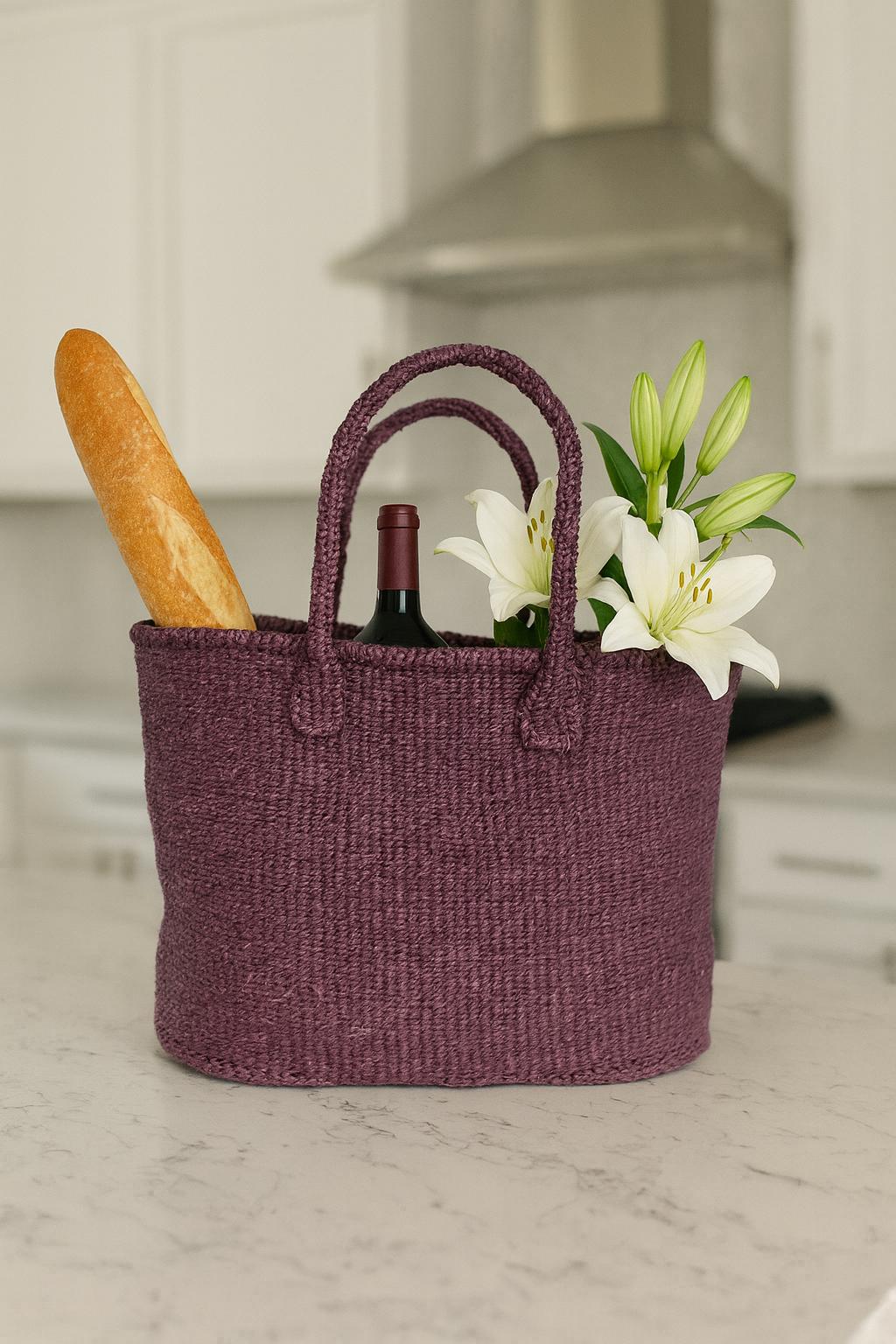 Handmade Sisal Tote Bag: Colorful Woven Market Basket