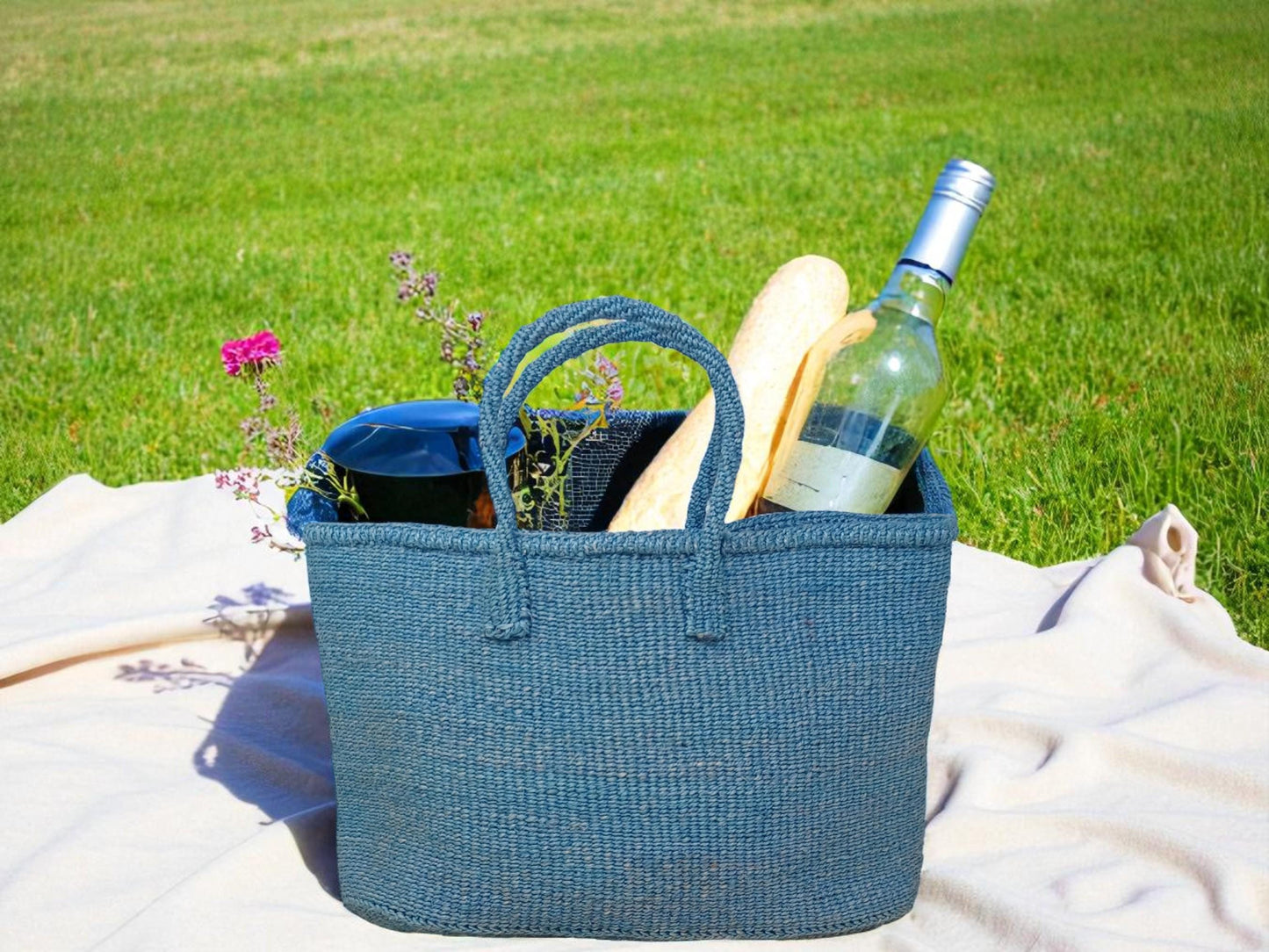 Handmade Sisal Tote Bag: Kenyan Woven Market Basket