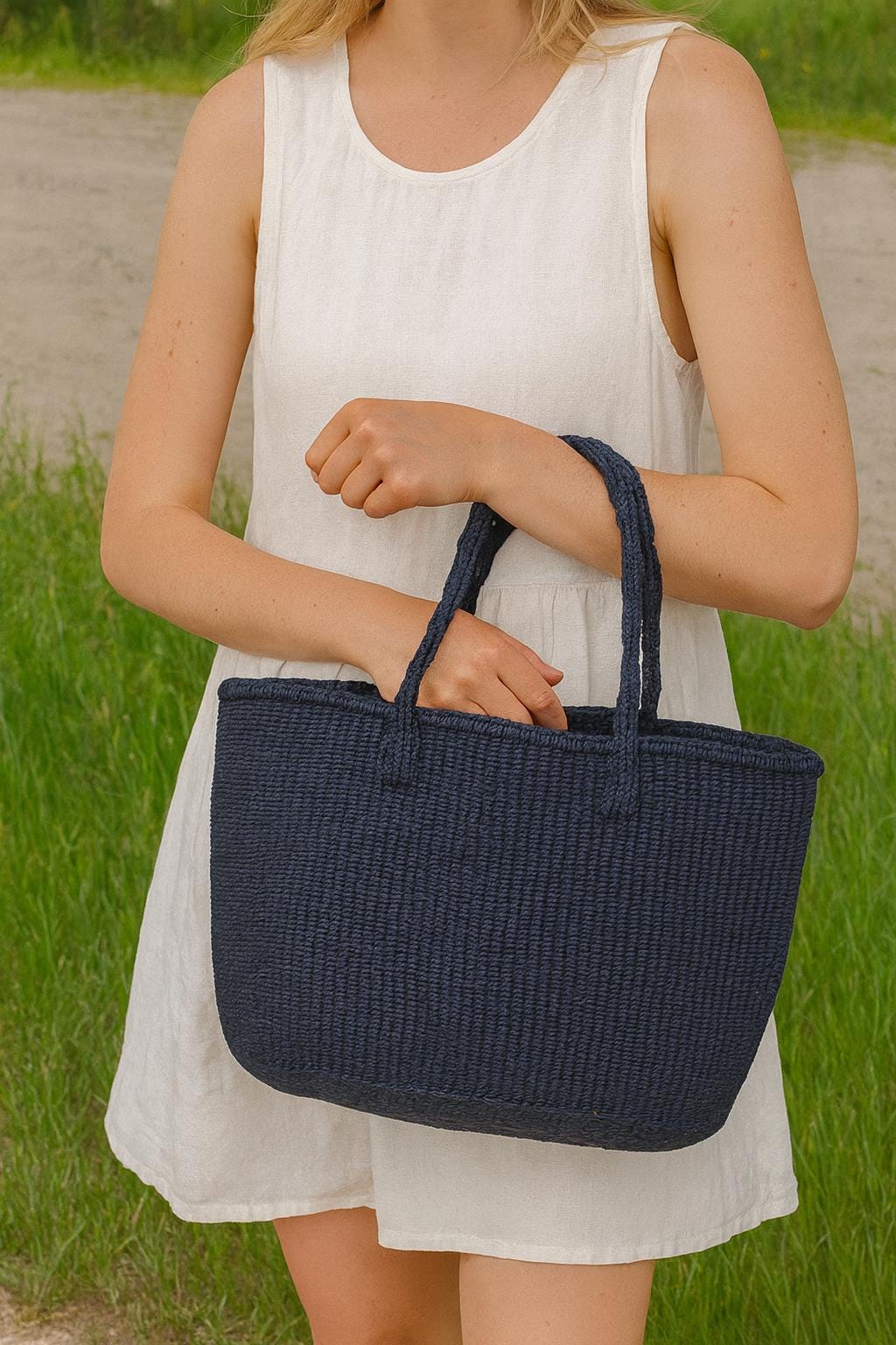 Handmade Sisal Tote Bag: Eco-Friendly Kenyan Woven Handbag