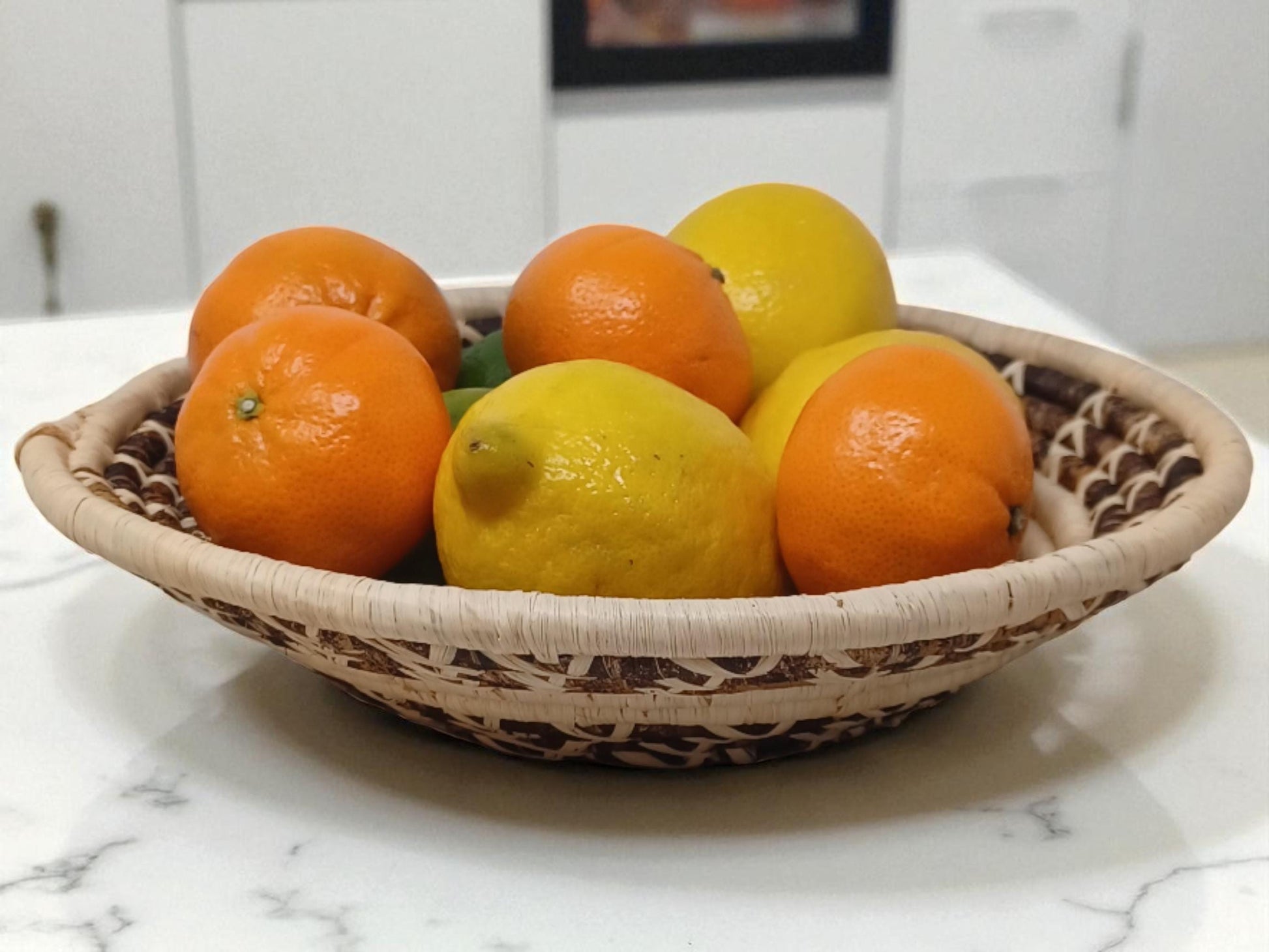 Handmade Woven Fruit Bowl | 10" African Sisal Basket | Eco Friendly Decorative Bowl | Rustic Boho Wall Art | Ethical Kitchen Decor