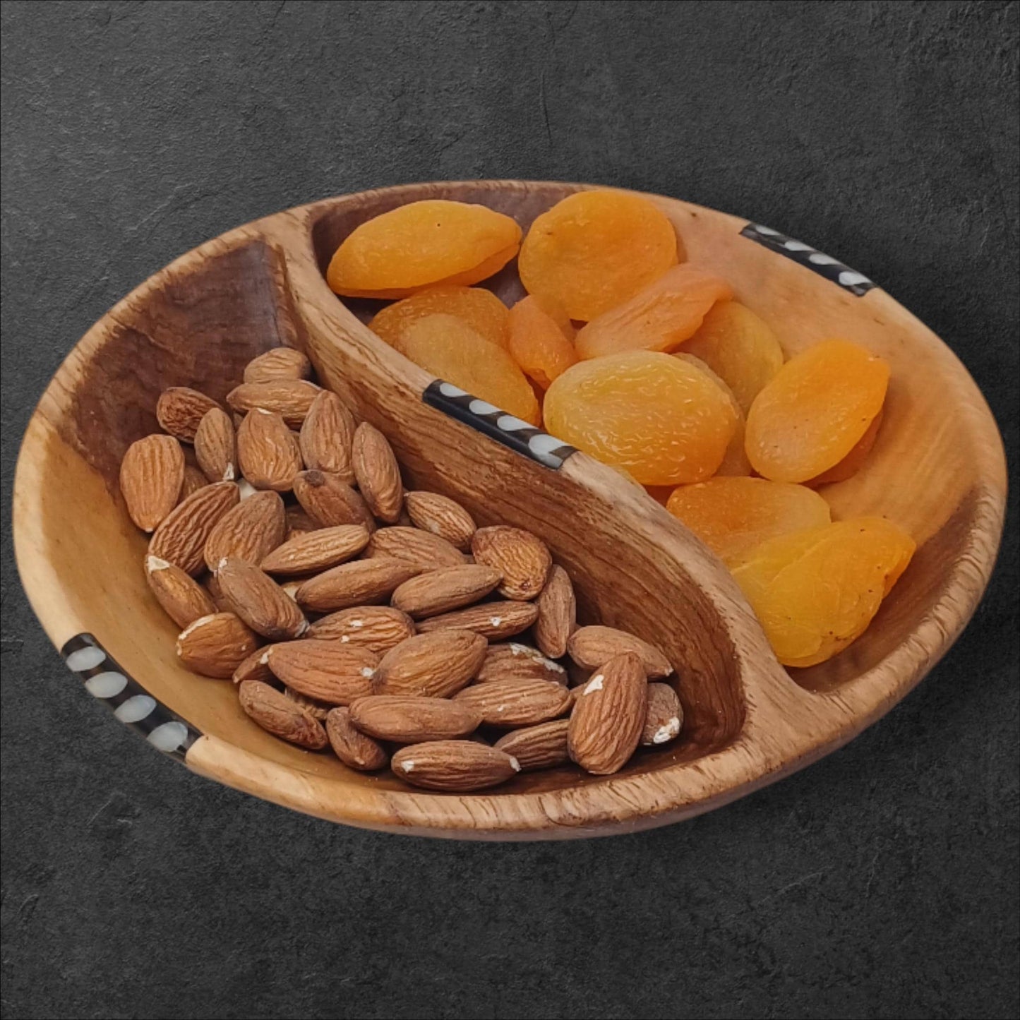 Artisan Olive Wood Divided Bowl: Handmade Sustainable Serveware