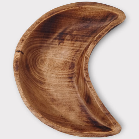 Handmade Olivewood Crescent Bowl - Rustic Holiday Serving Dish