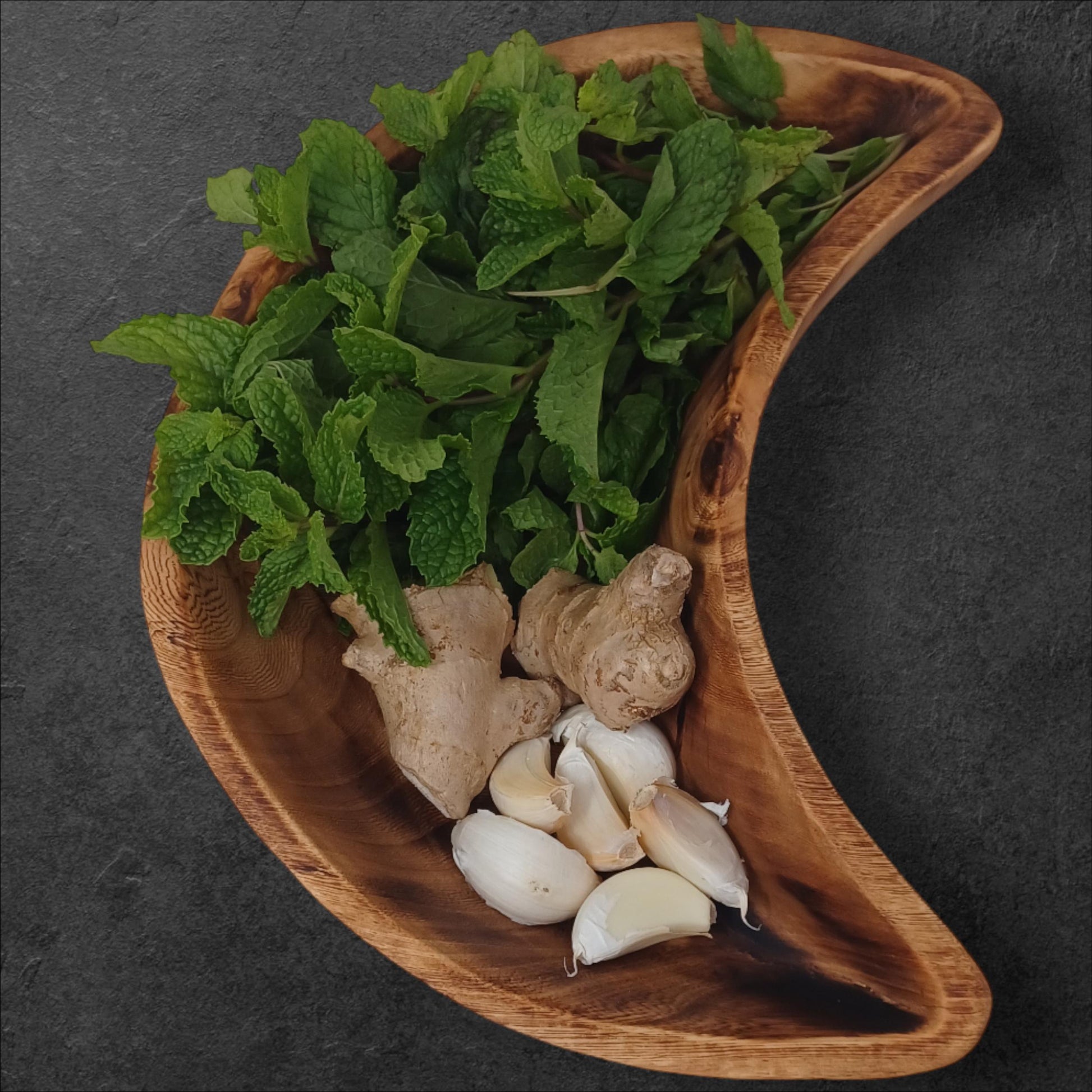 Handmade Olivewood Crescent Bowl - Rustic Holiday Serving Dish