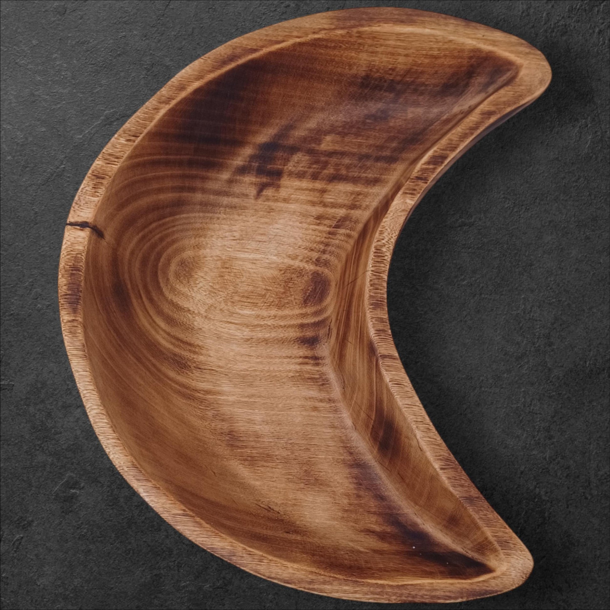 Handmade Olivewood Crescent Bowl - Rustic Holiday Serving Dish