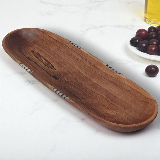 Handmade Olivewood Serving Bowl: Rustic Snack Tray, Hostess Gift