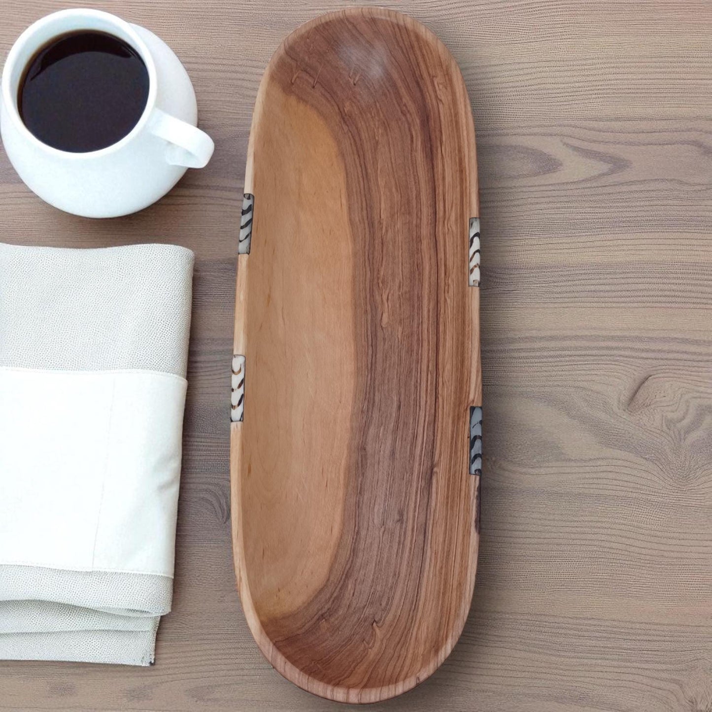 Handmade Olivewood Serving Tray: Rustic Kitchen Bread & Snack Dish