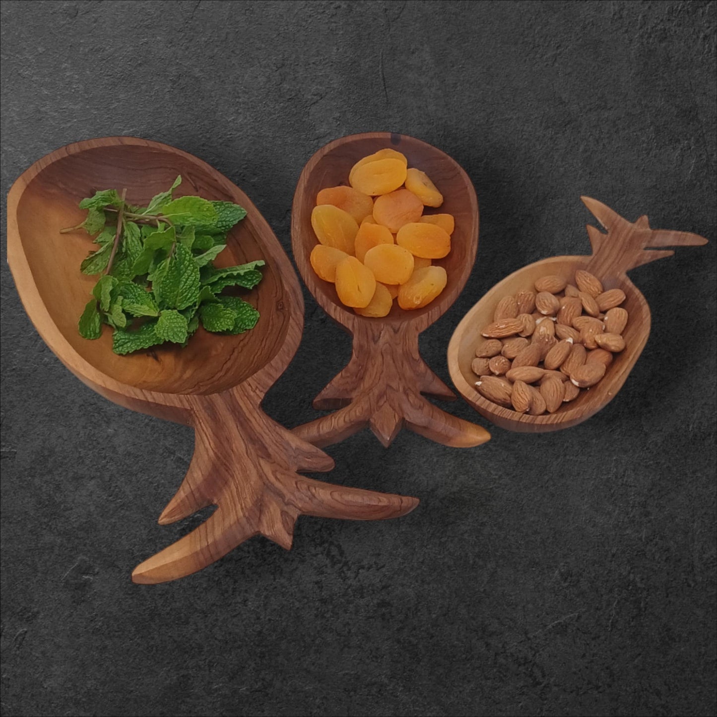 Handcrafted Olivewood Pineapple Bowls: Set of 3, Natural Wood Decor