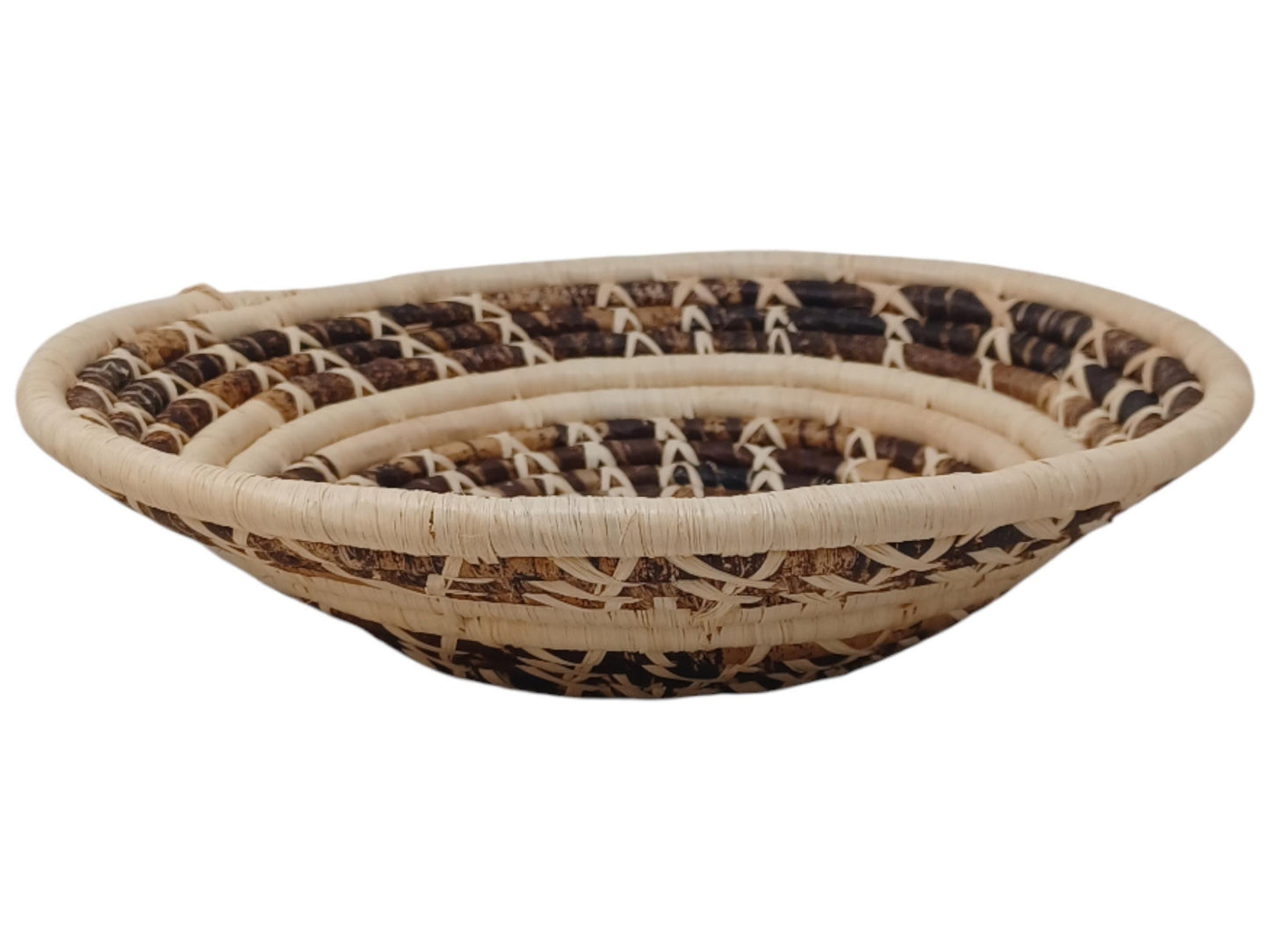 Handmade Woven Fruit Bowl | 10" African Sisal Basket | Eco Friendly Decorative Bowl | Rustic Boho Wall Art | Ethical Kitchen Decor