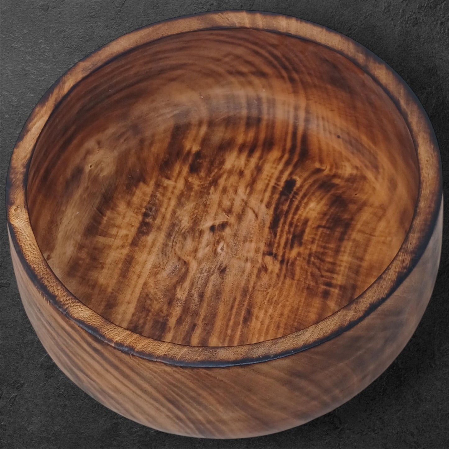 Handmade Round Wooden Fruit Bowl with Handle | Rustic Serving Bowl | Natural Large Salad Bowl | Unique Christmas Gift Mom