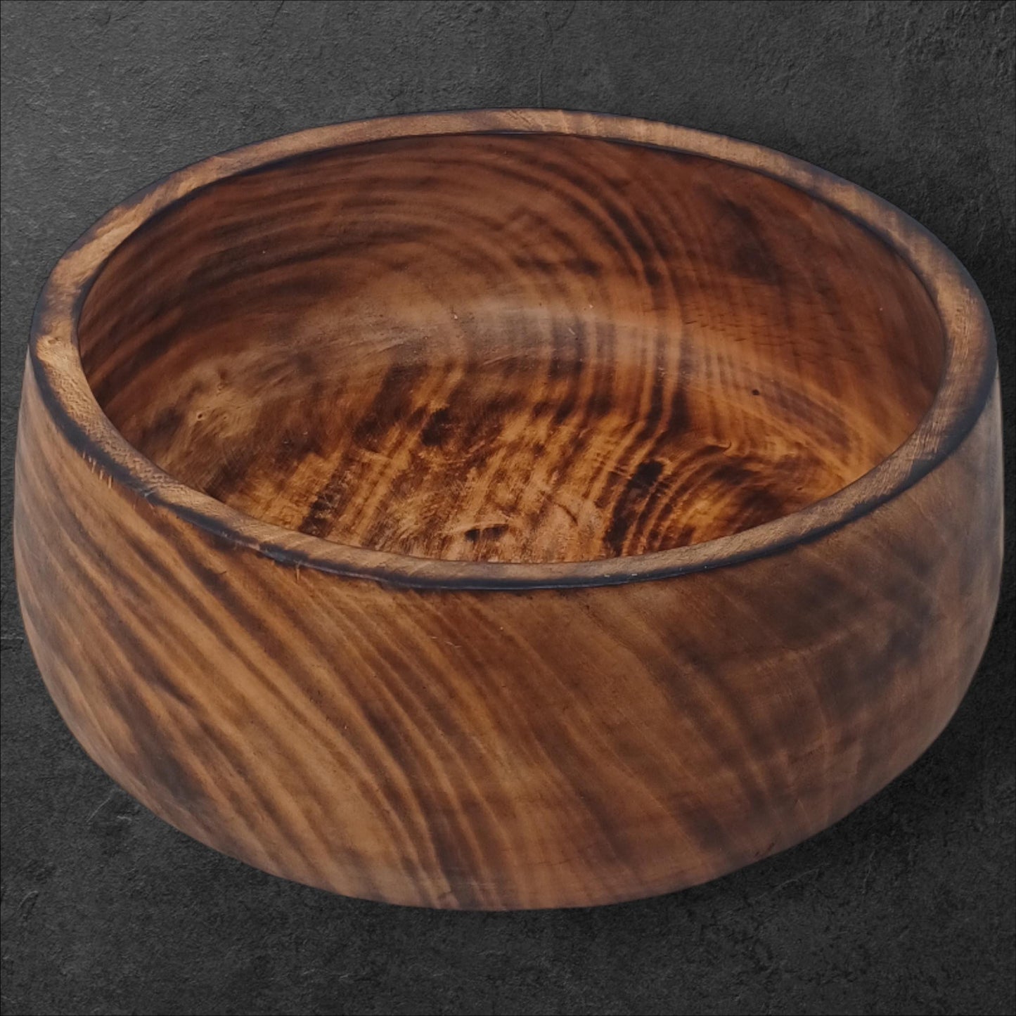 Handmade Round Wooden Fruit Bowl with Handle | Rustic Serving Bowl | Natural Large Salad Bowl | Unique Christmas Gift Mom