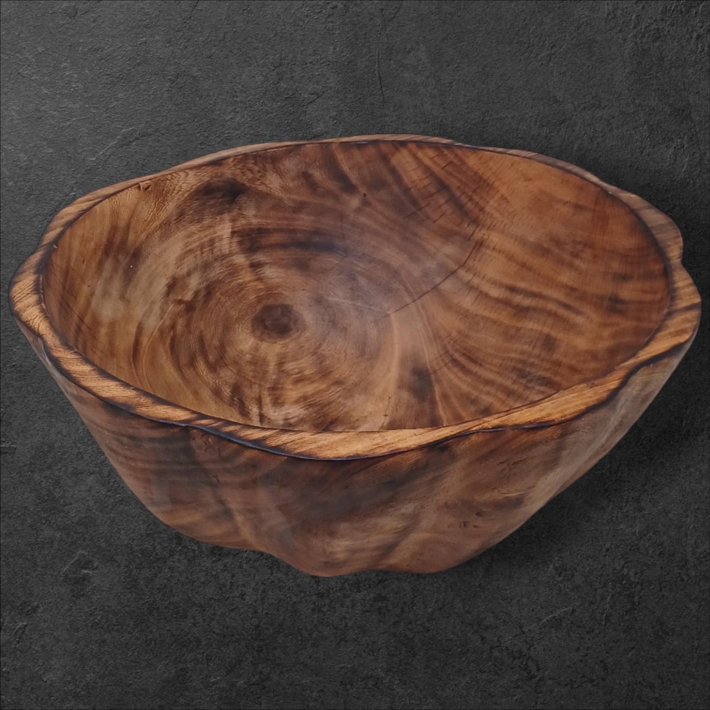 Large Round Wooden Salad Bowl | Rustic Fruit Bowl | Handcrafted Natural Wood Serving Bowl | Sustainable Kitchen Décor Gift