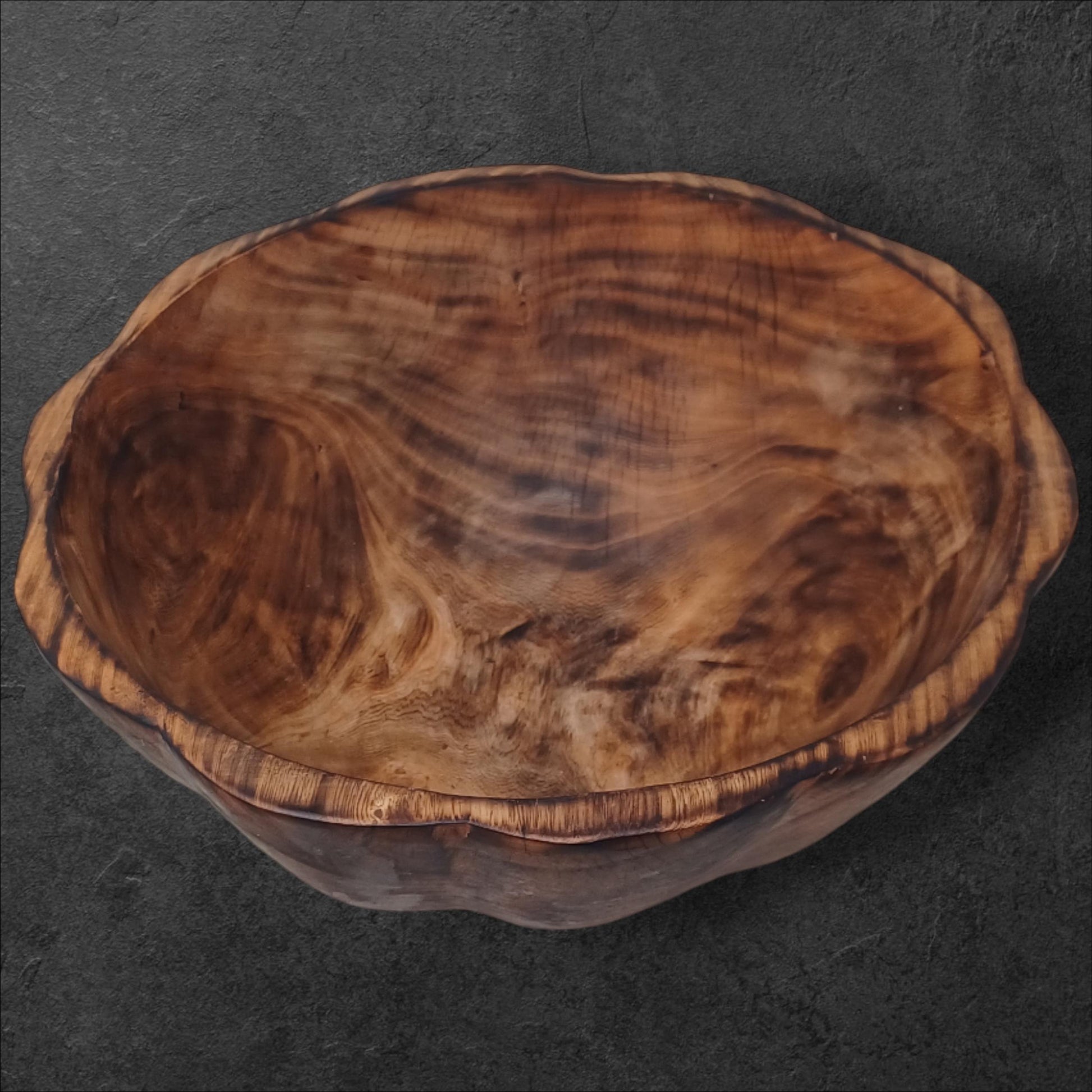 Large Round Wooden Salad Bowl | Rustic Fruit Bowl | Handcrafted Natural Wood Serving Bowl | Sustainable Kitchen Décor Gift
