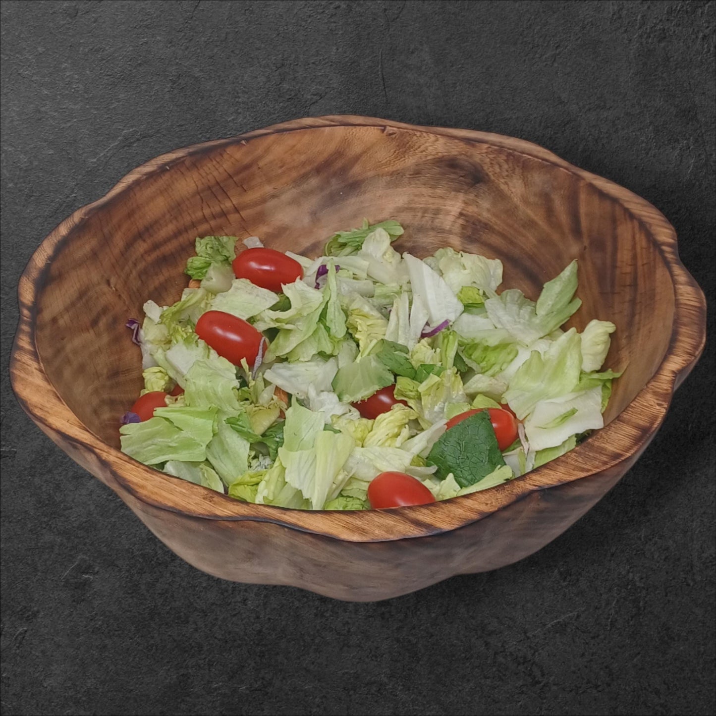 Large Round Wooden Salad Bowl | Rustic Fruit Bowl | Handcrafted Natural Wood Serving Bowl | Sustainable Kitchen Décor Gift