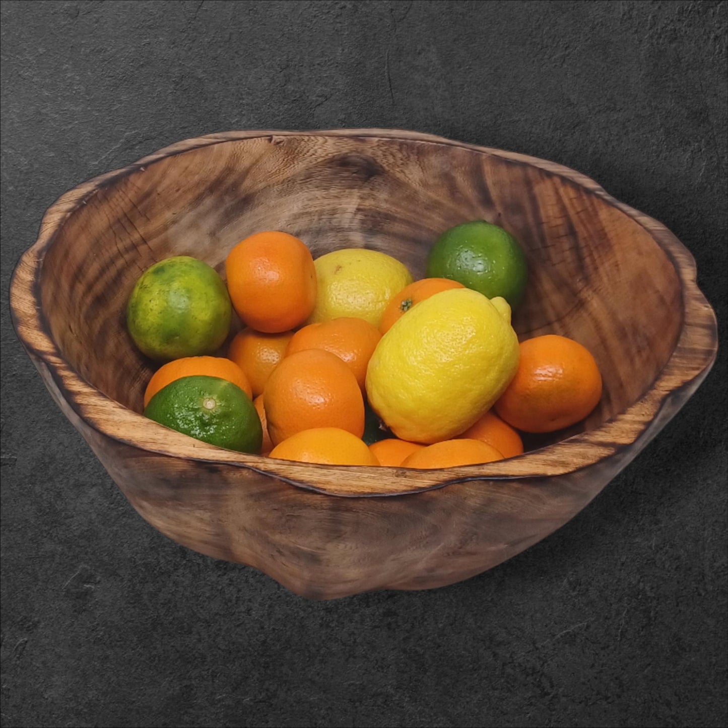 Large Round Wooden Salad Bowl | Rustic Fruit Bowl | Handcrafted Natural Wood Serving Bowl | Sustainable Kitchen Décor Gift