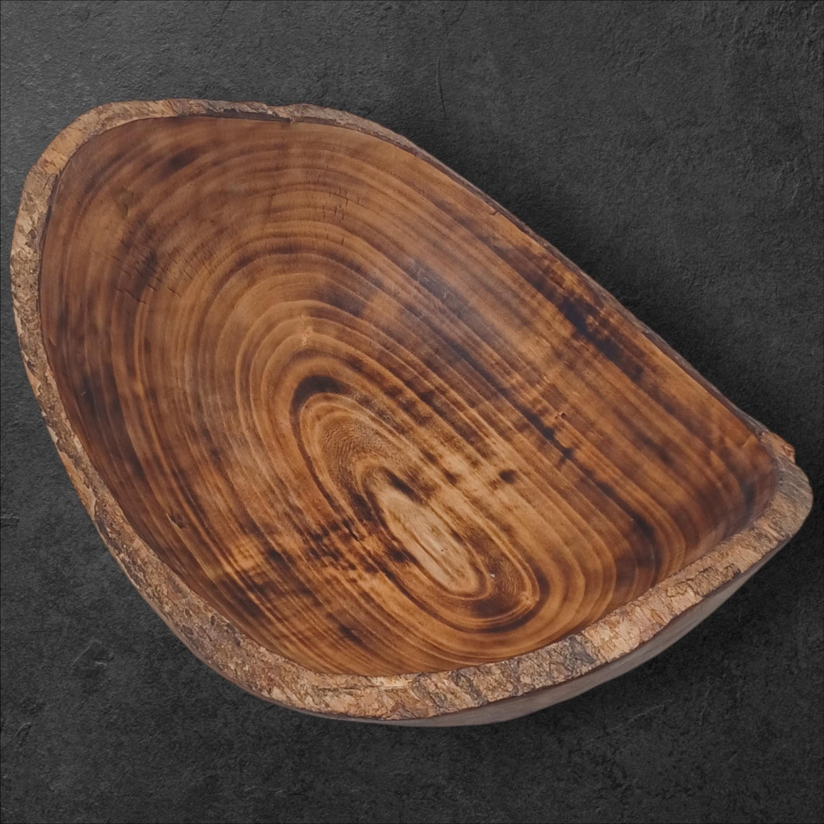 Rustic Edge Wooden Salad Bowl | Large Round Fruit Bowl | Handcrafted Natural Wood Décor | Holiday Gift for Mom