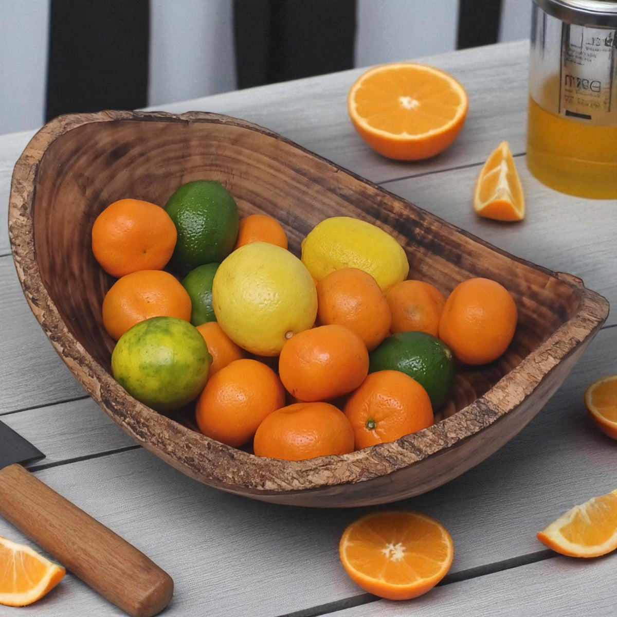 Rustic Edge Wooden Salad Bowl | Large Round Fruit Bowl | Handcrafted Natural Wood Décor | Holiday Gift for Mom