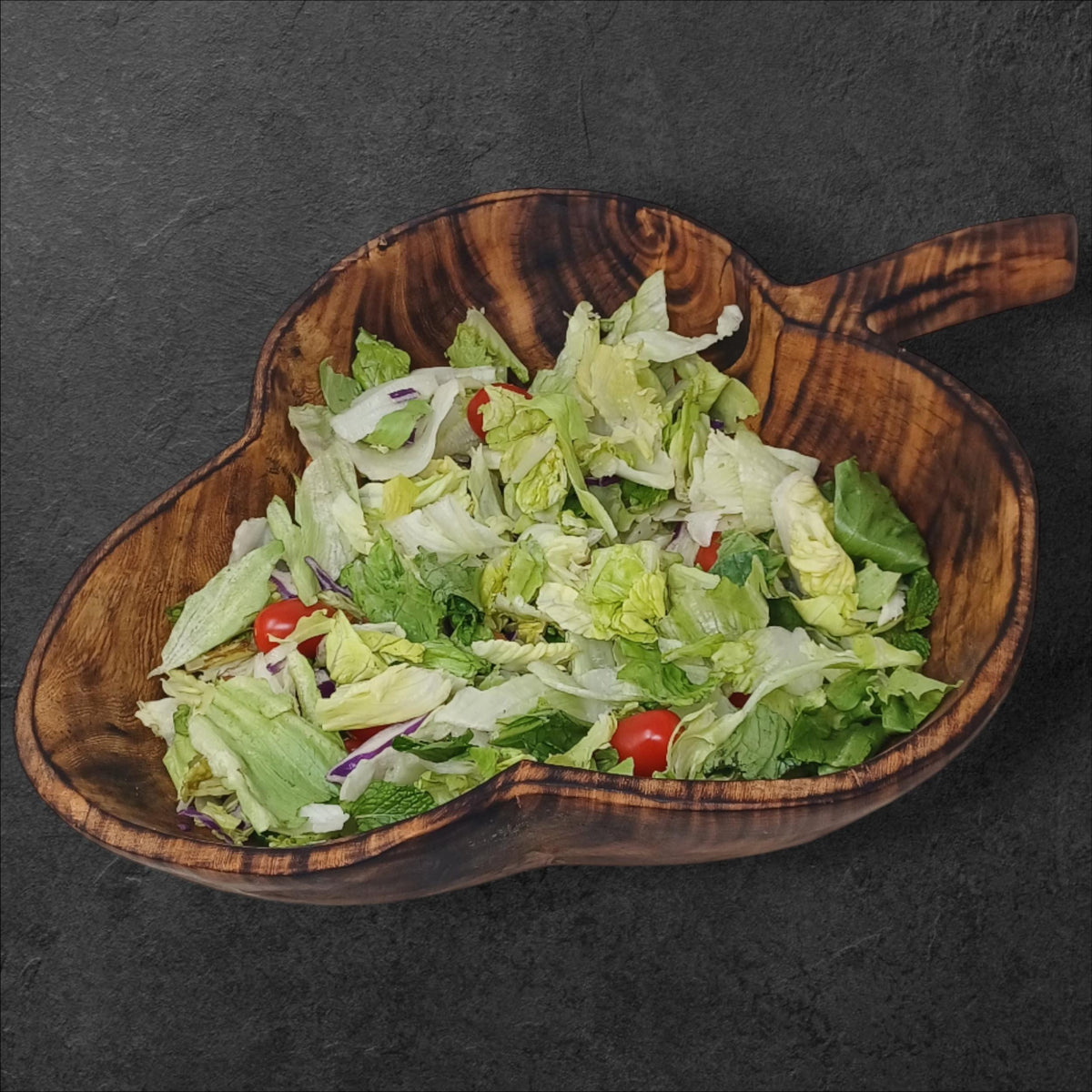 Leaf-Shaped Wooden Salad Bowl | Hand-Carved Natural Fruit Bowl | Rustic Wood Kitchen Décor Gift
