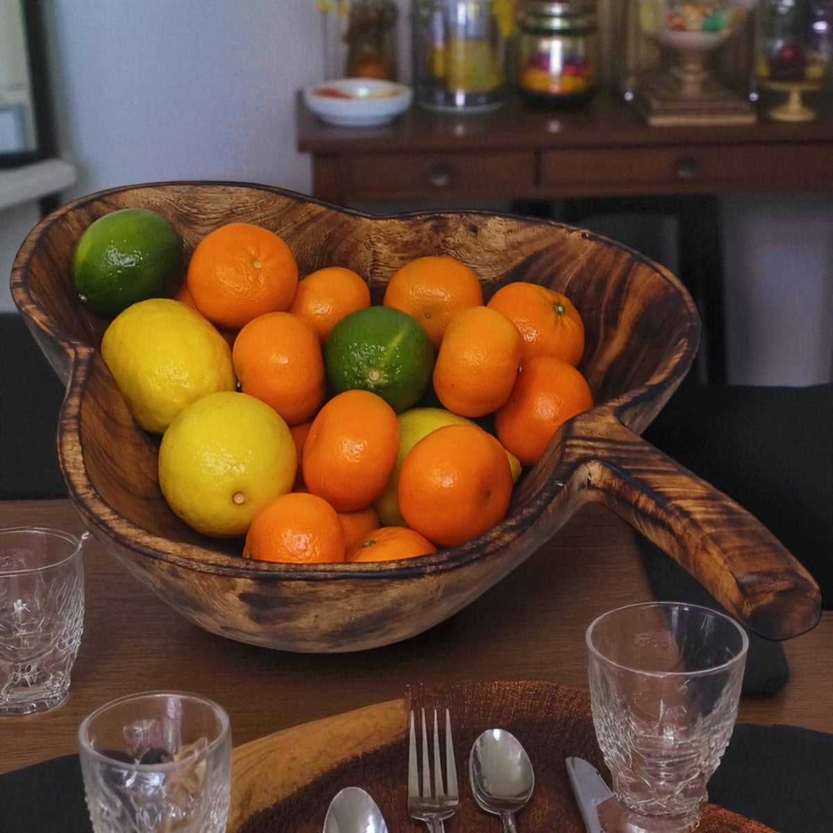 Leaf-Shaped Wooden Salad Bowl | Hand-Carved Natural Fruit Bowl | Rustic Wood Kitchen Décor Gift
