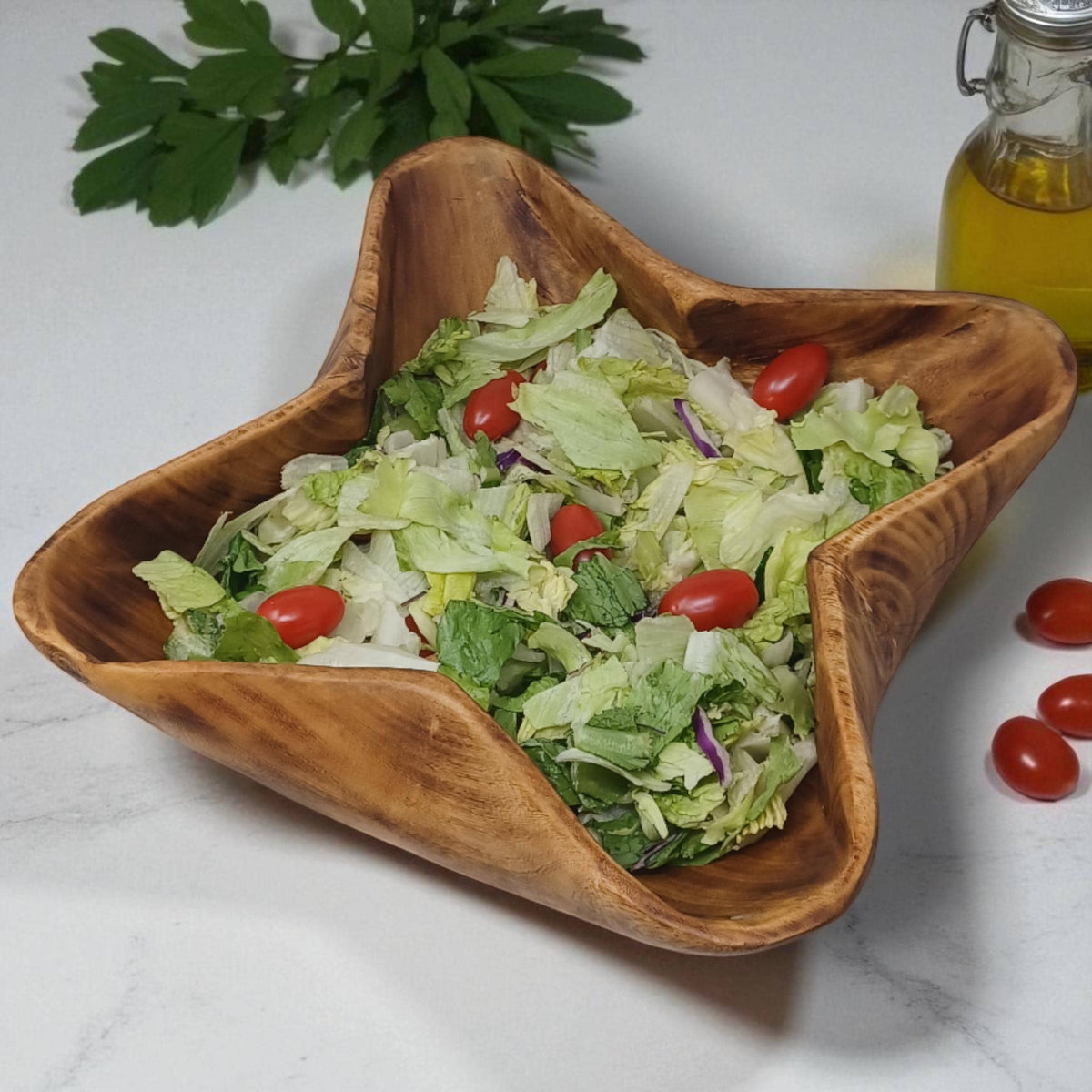 Star-Shaped Wooden Salad Bowl | Hand-Carved Serving Bowl | Rustic Holiday Centerpiece | Large serving bowls