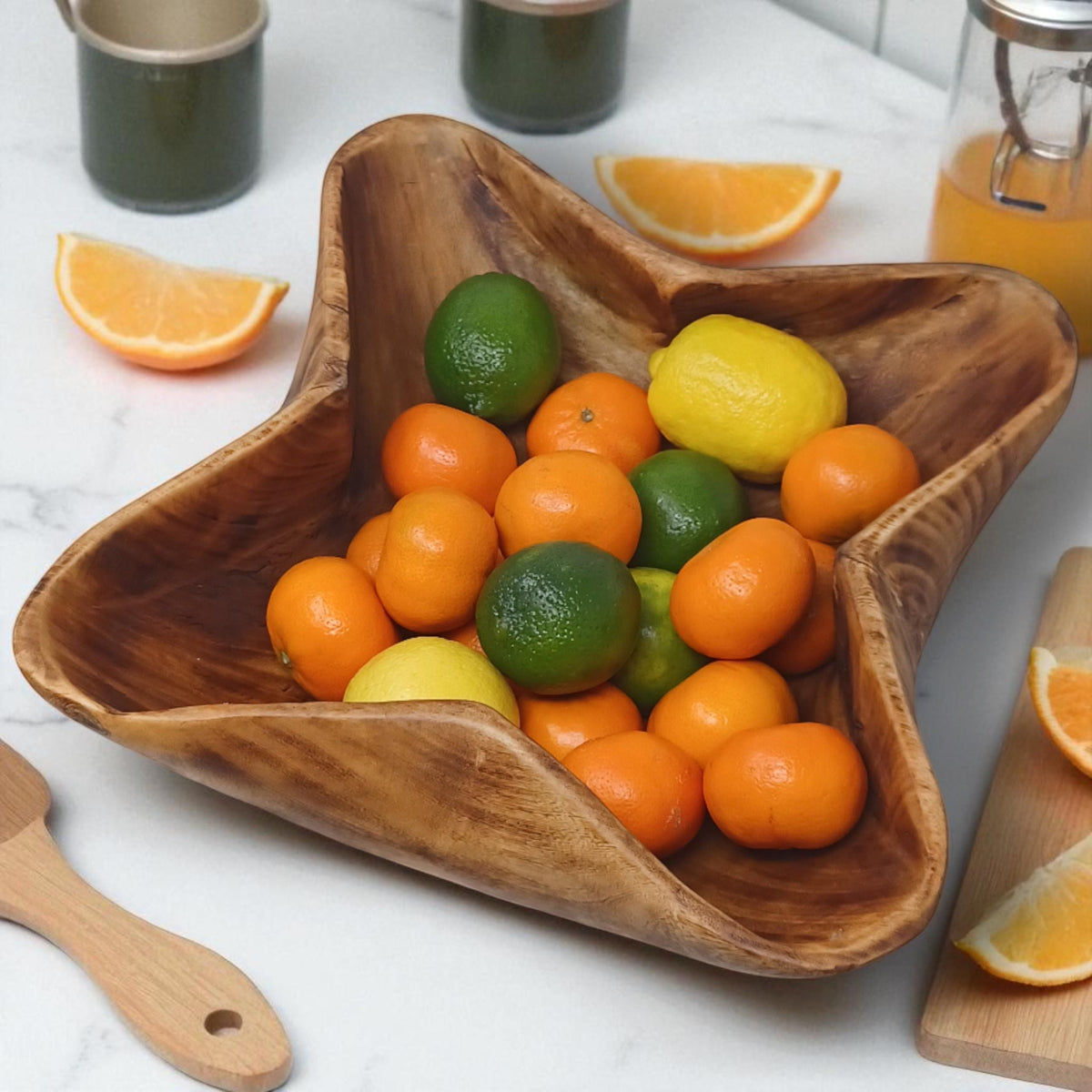 Star-Shaped Wooden Salad Bowl | Hand-Carved Serving Bowl | Rustic Holiday Centerpiece | Large serving bowls
